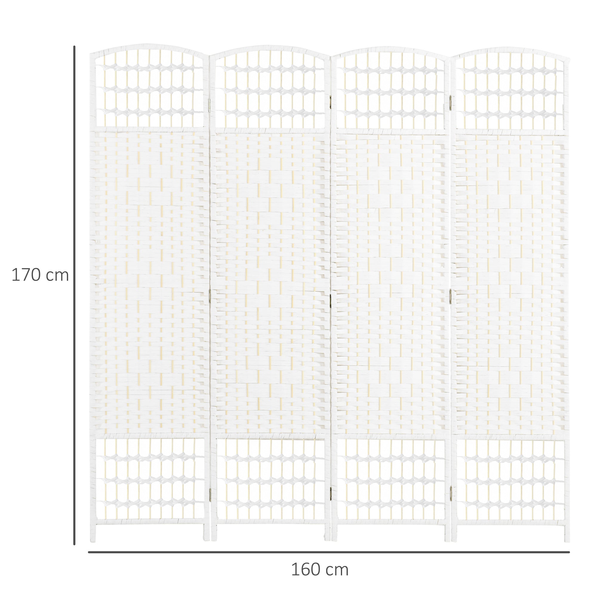 Biombo de 4 Painéis Branco 160x170 cm - Separador de Ambientes Elegante
