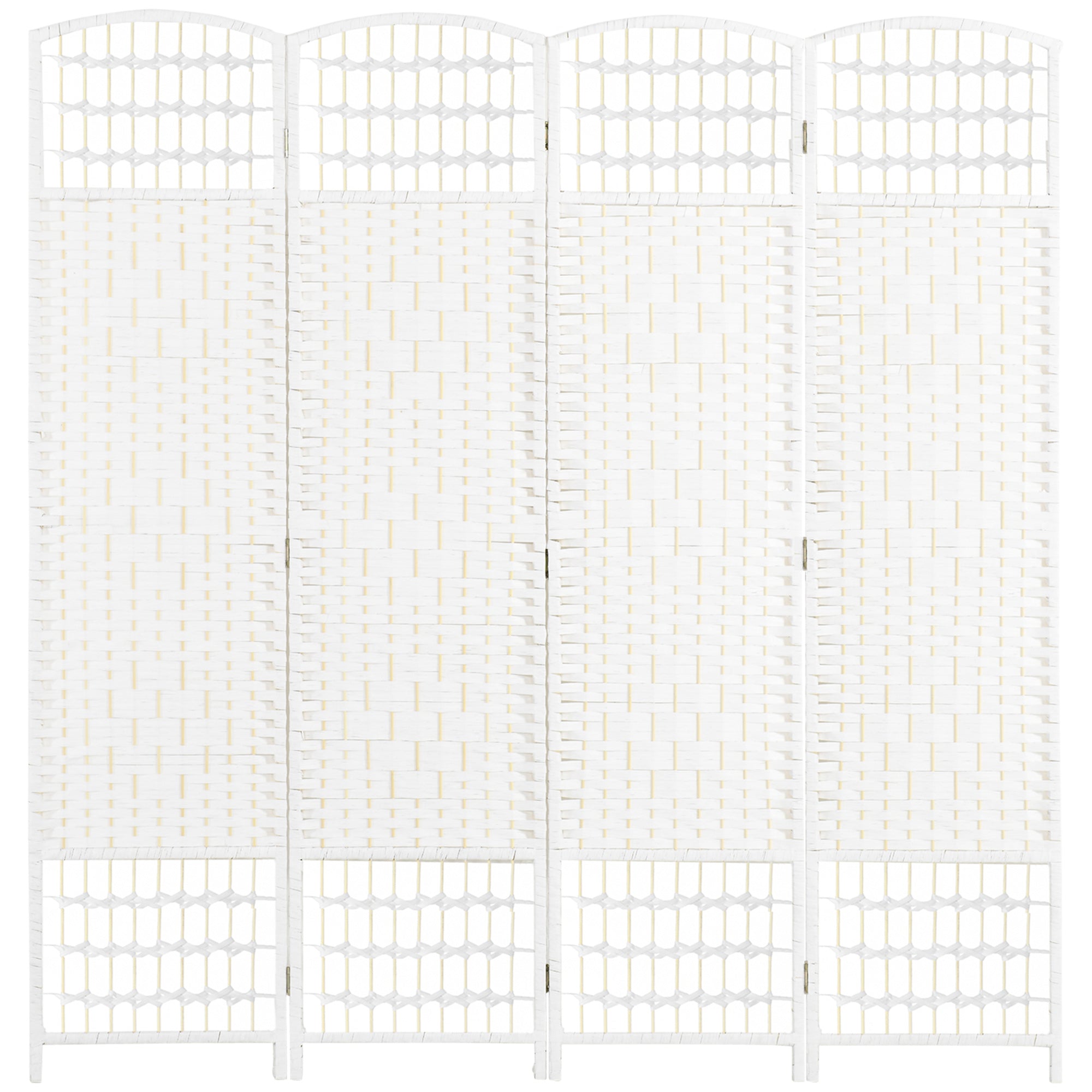 Biombo de 4 Painéis Branco 160x170 cm - Separador de Ambientes Elegante