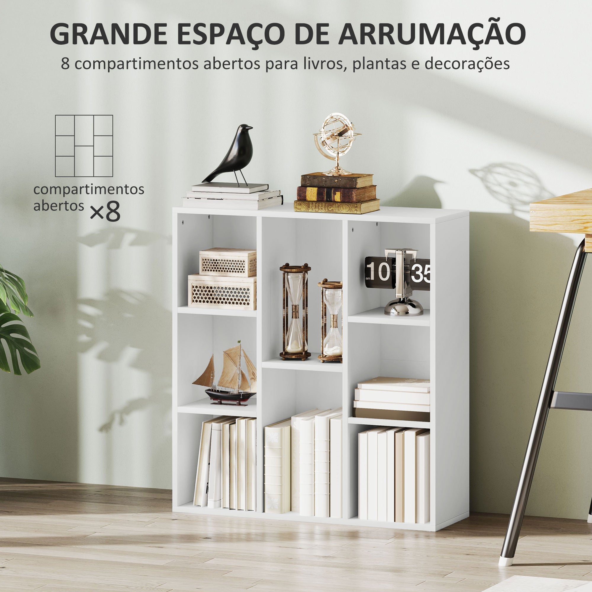 Estante de 3 Níveis Branca 74,3x24x80 cm - Organize com Estilo!