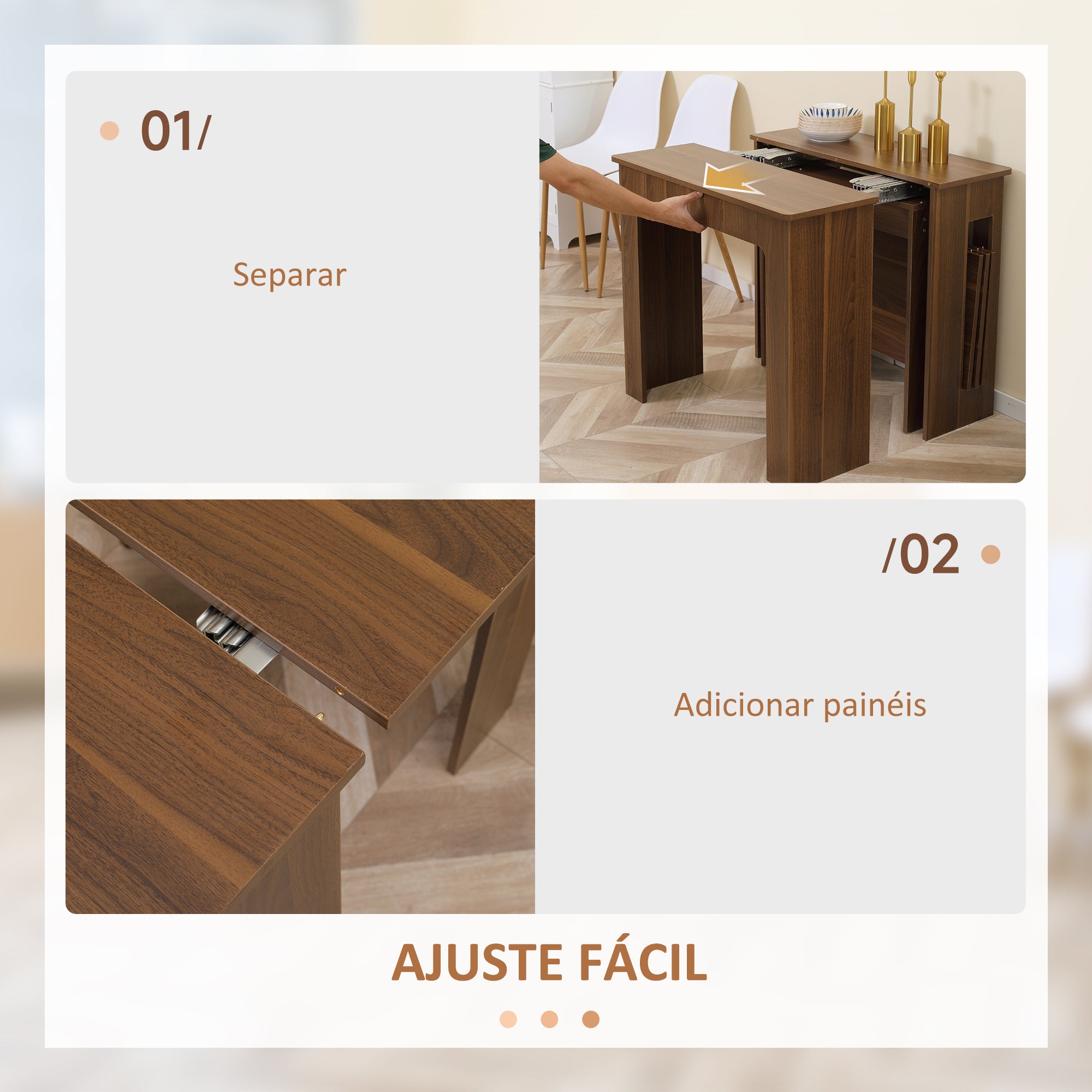 Mesa de Jantar Extensível 180x85x75 cm Cor Marrom