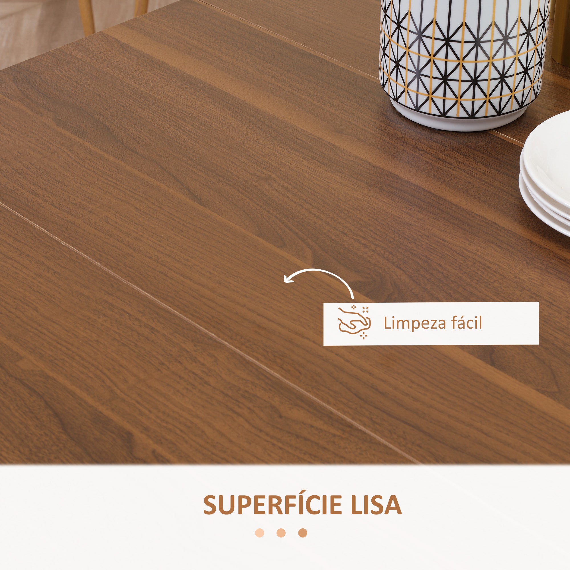 Mesa de Jantar Extensível 180x85x75 cm Cor Marrom