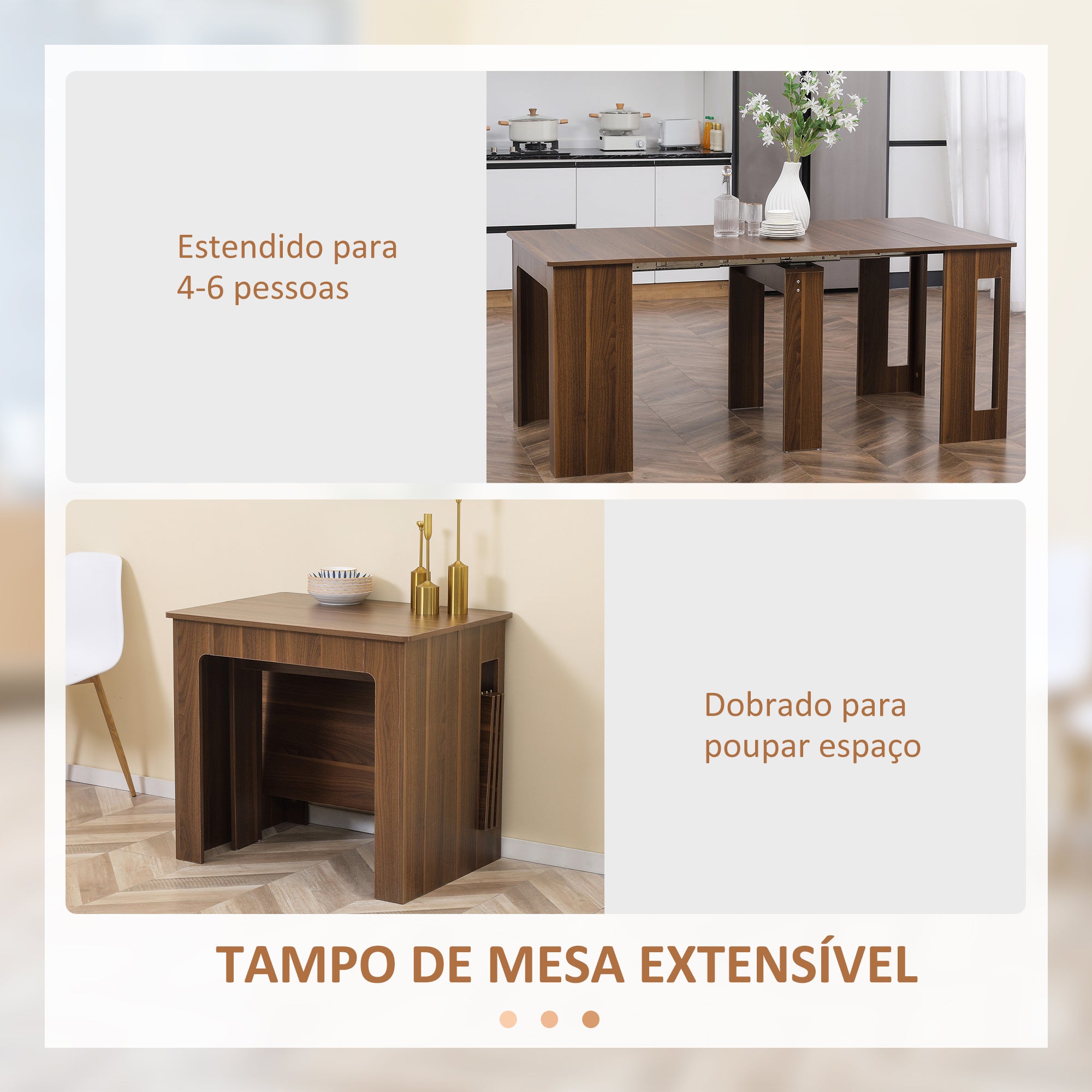 Mesa de Jantar Extensível 180x85x75 cm Cor Marrom