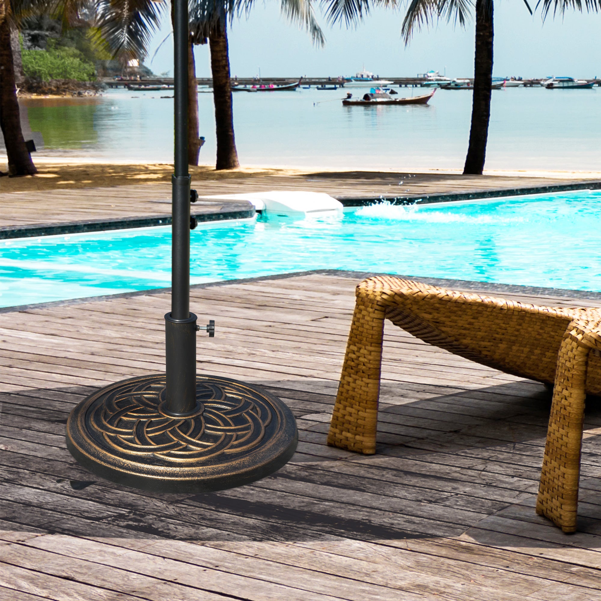 Base Chapéu de Sol Redondo Ø45x33cm Preto e Bronze