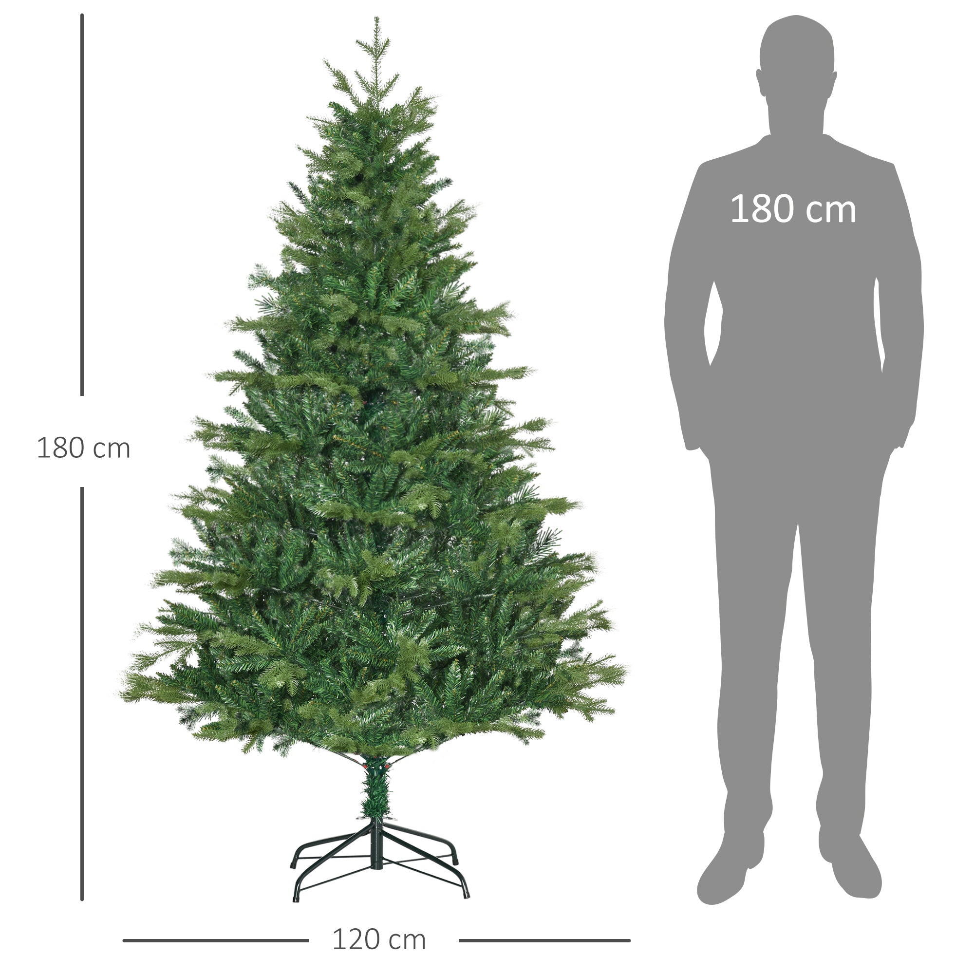 Árvore de Natal Artificial – 180cm – Verde – PE, PVC, metal