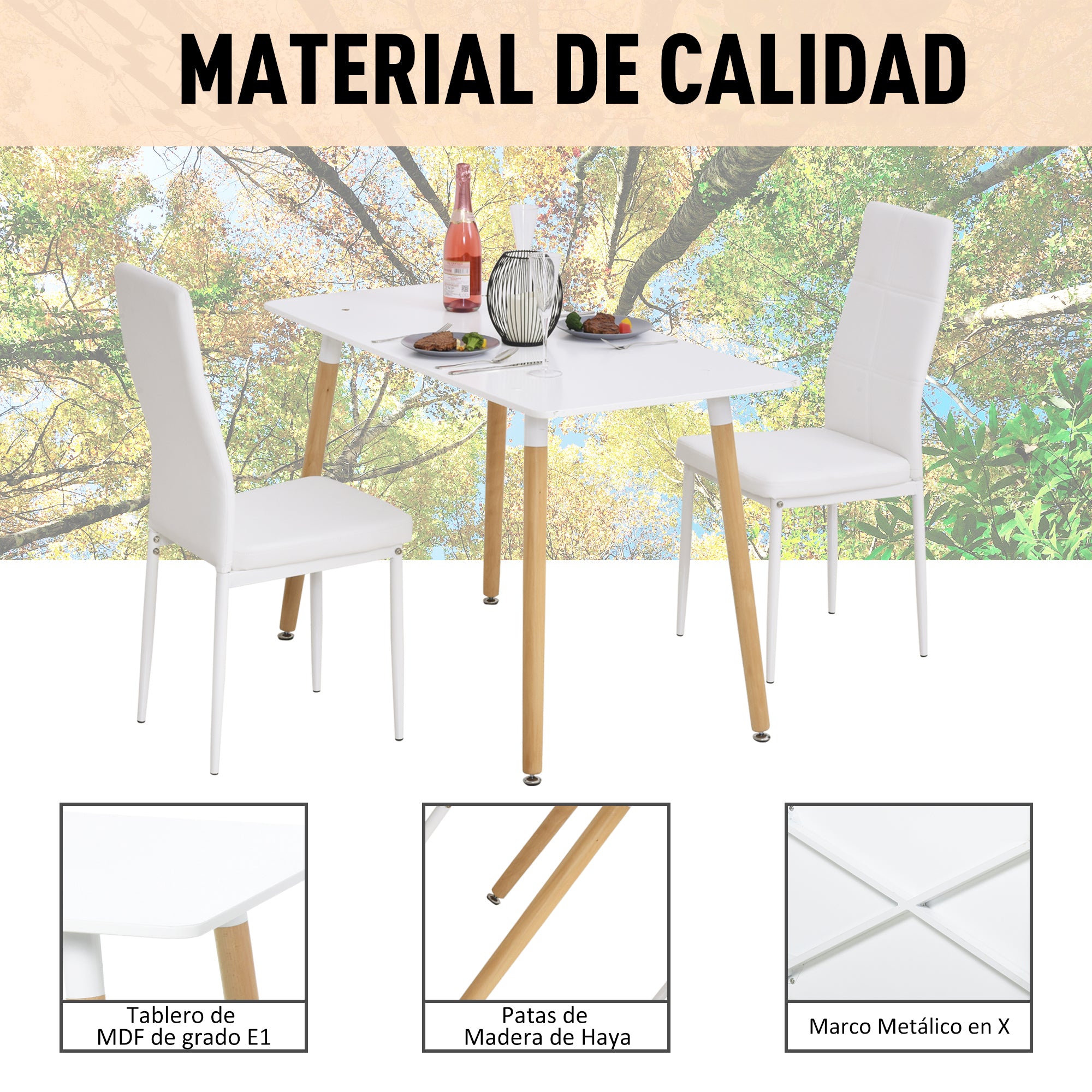 Mesa de Sala de Jantar Nórdica 120x60x75 cm - Branco