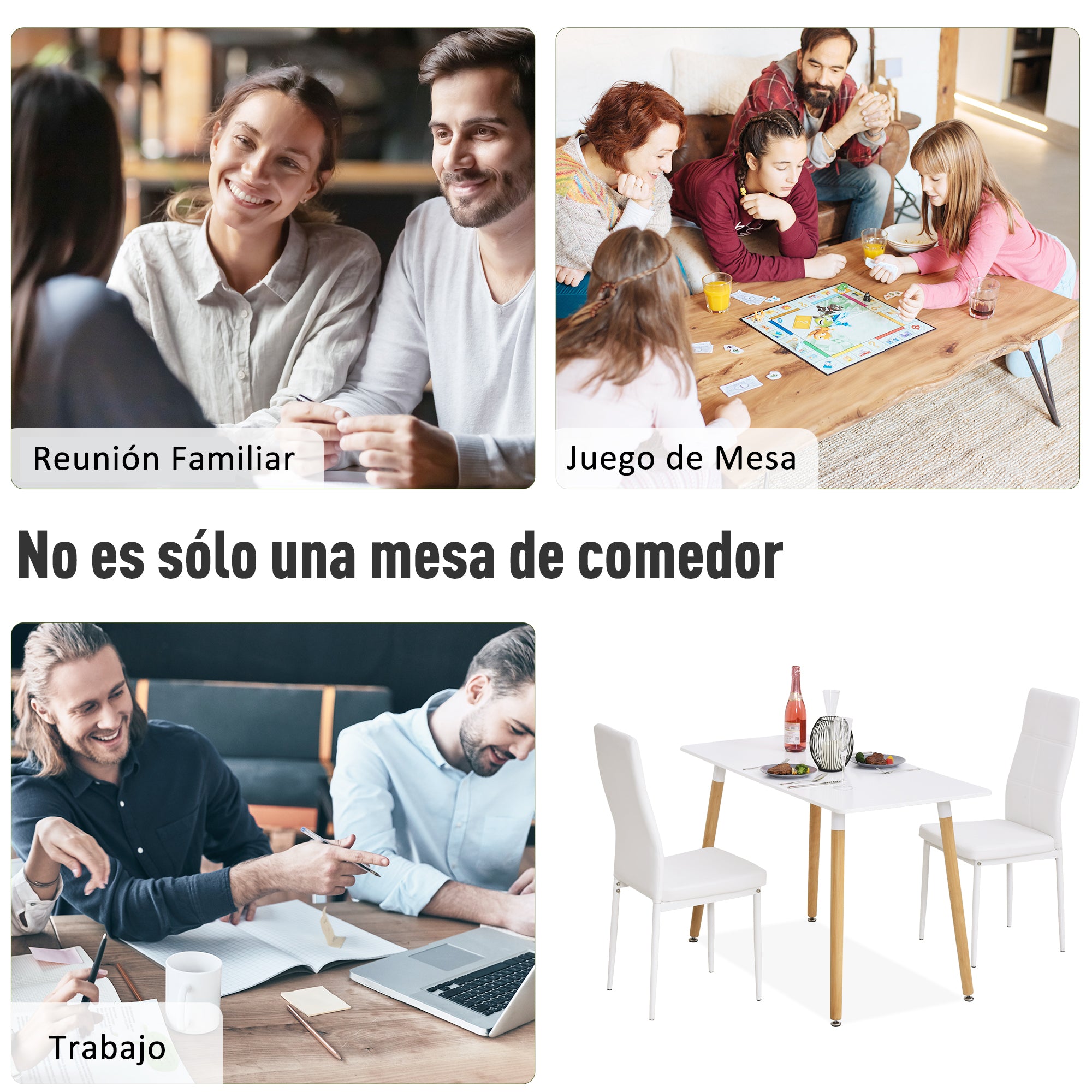 Mesa de Sala de Jantar Nórdica 120x60x75 cm - Branco