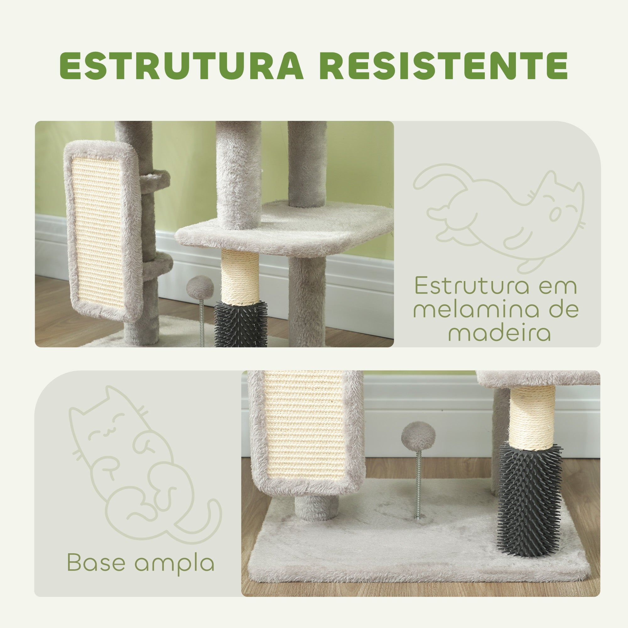 Arranhador para Gatos 44x34x104 cm Cinzento