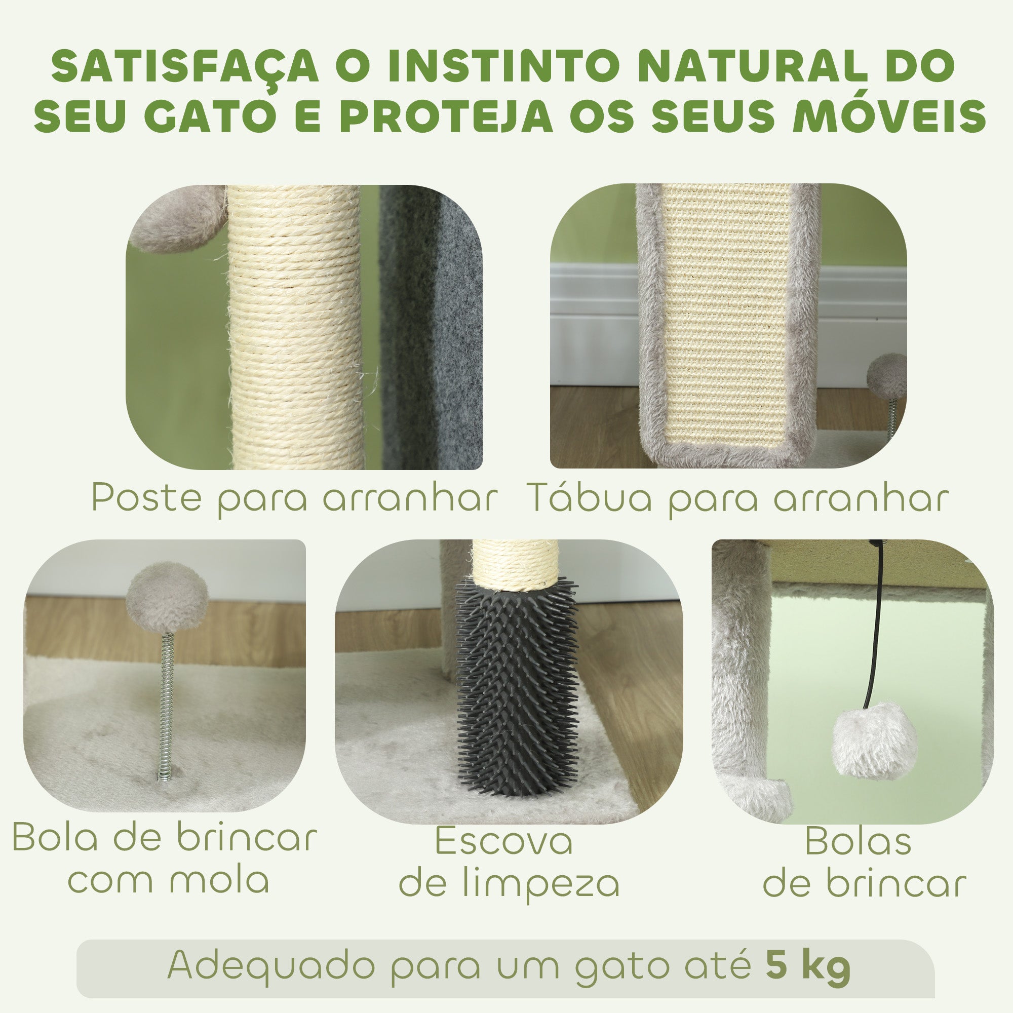 Arranhador para Gatos 44x34x104 cm Cinzento