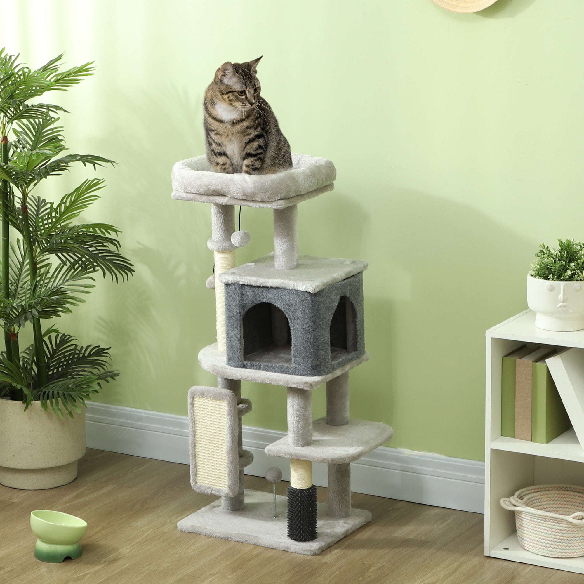 Arranhador para Gatos 44x34x104 cm Cinzento