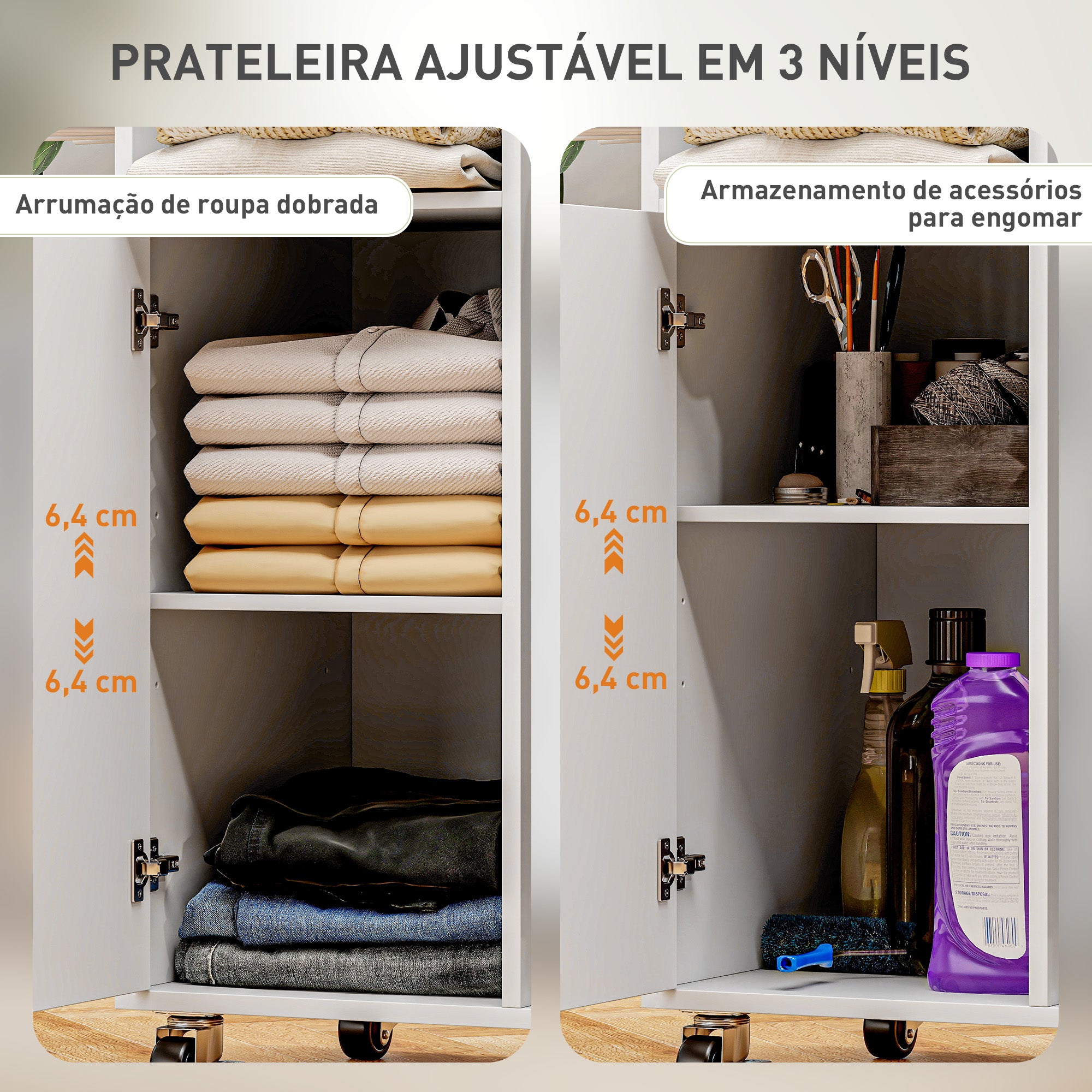 Estação de Passagem de Roupa Branca 127,5x43,5x153 cm