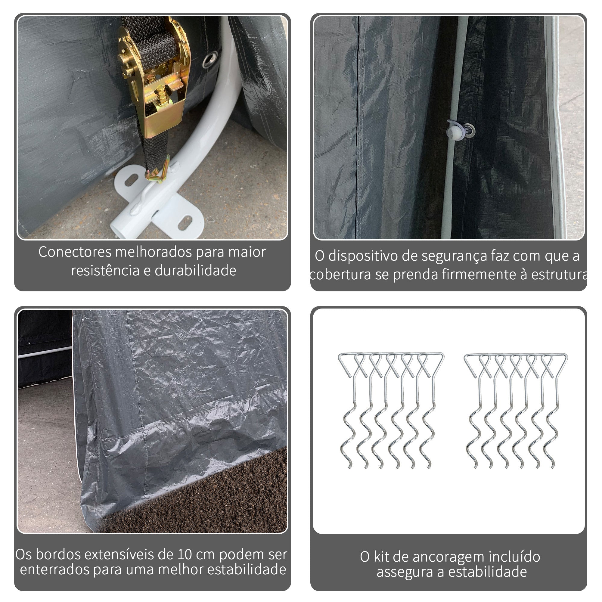 Abrigo de Exterior para Ferramentas e Bicicletas 280x240x240 cm - Cinzento