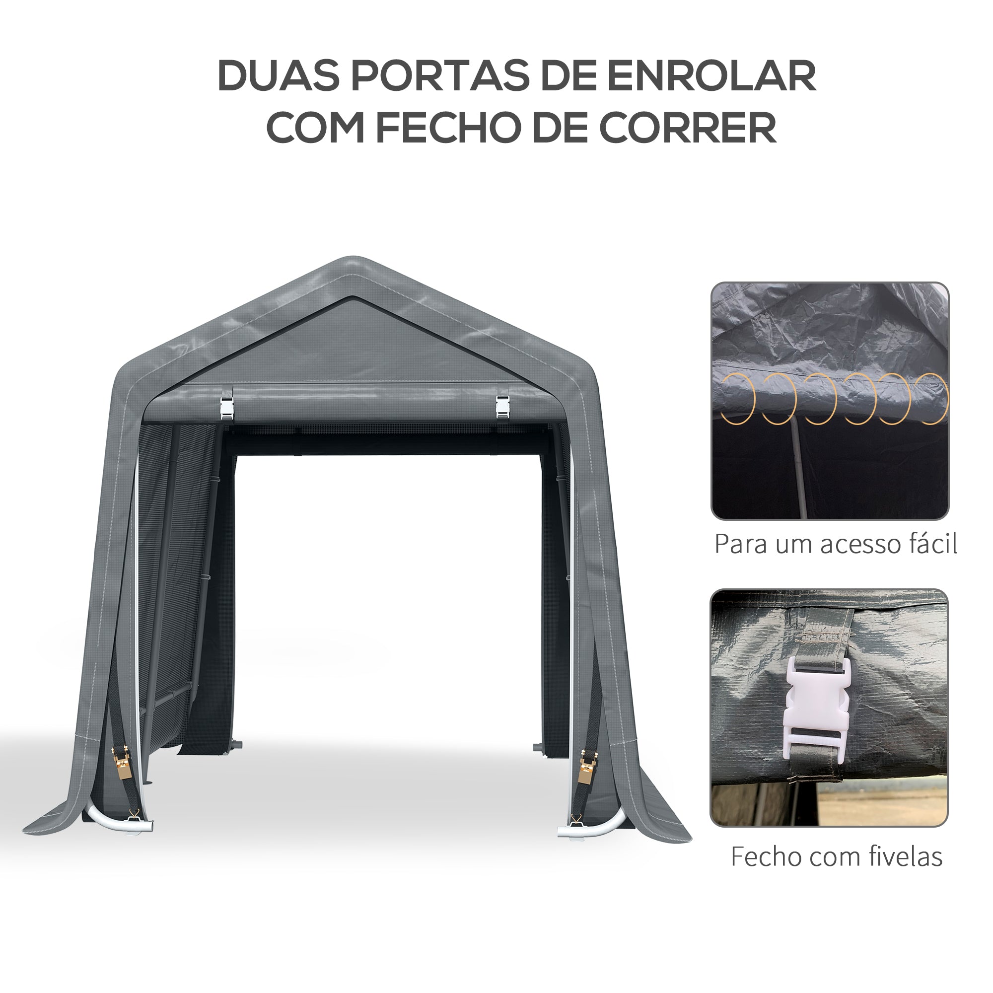 Abrigo de Exterior para Ferramentas e Bicicletas 280x240x240 cm - Cinzento