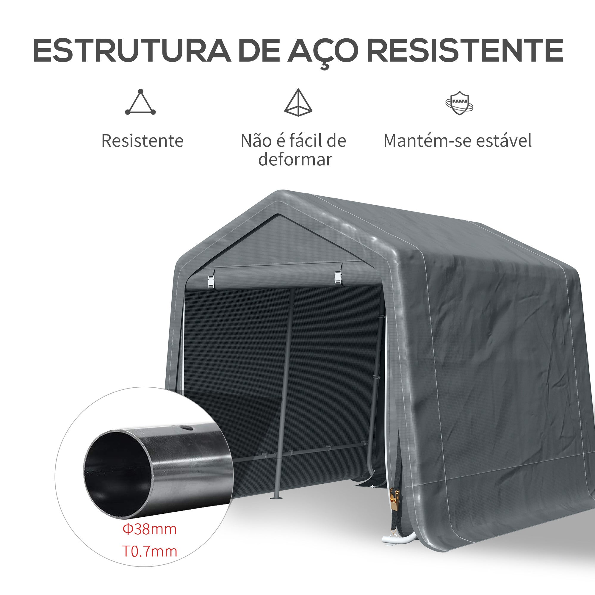 Abrigo de Exterior para Ferramentas e Bicicletas 280x240x240 cm - Cinzento