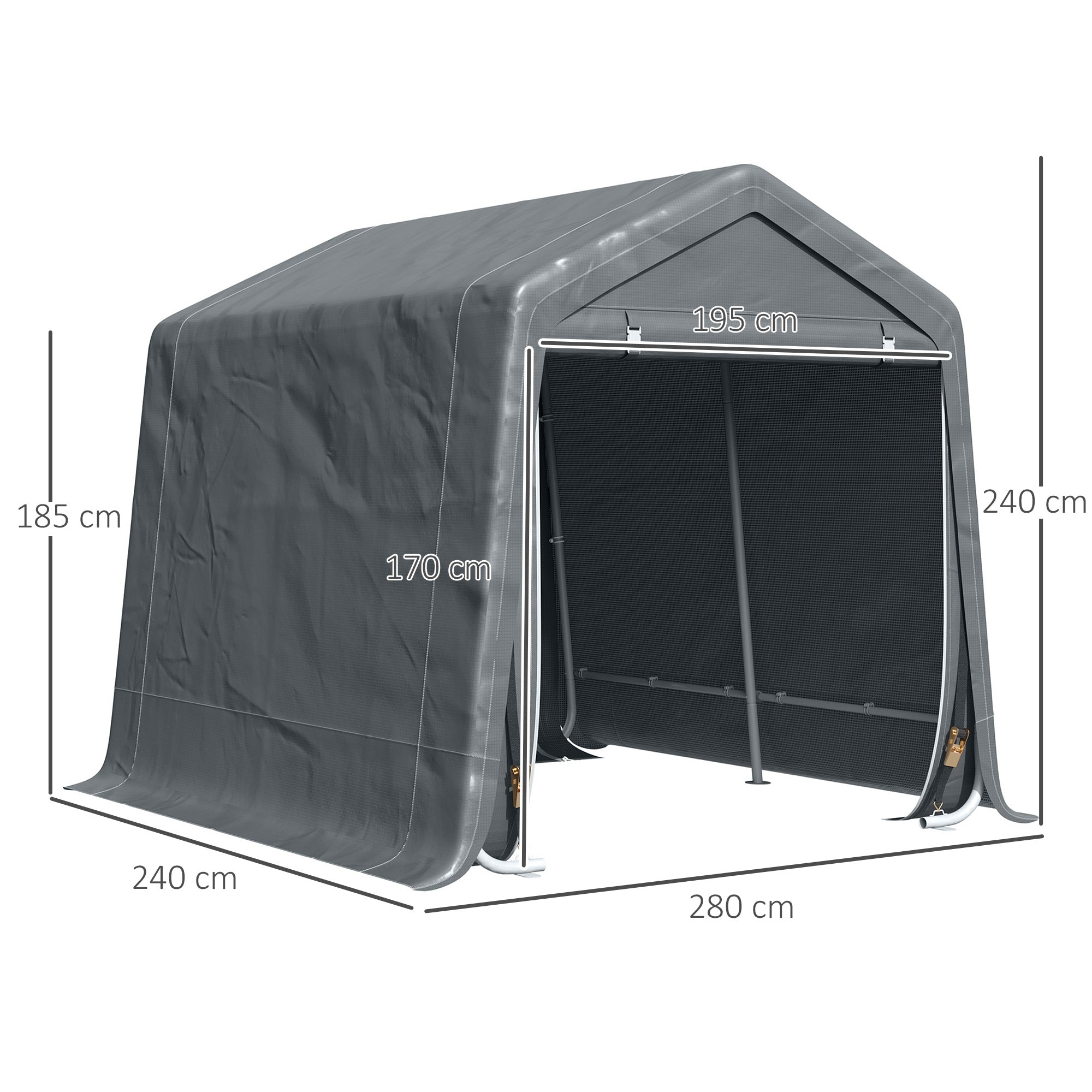 Abrigo de Exterior para Ferramentas e Bicicletas 280x240x240 cm - Cinzento
