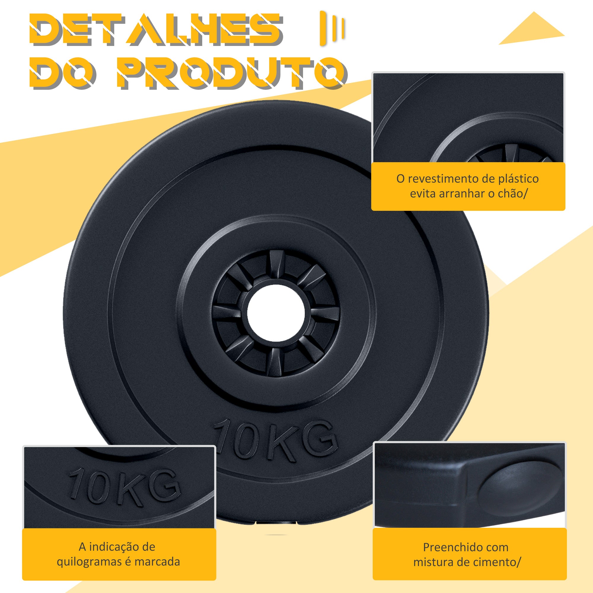 Conjunto de Discos de Peso 5kg e 10kg Preto Ø32x5,5 cm