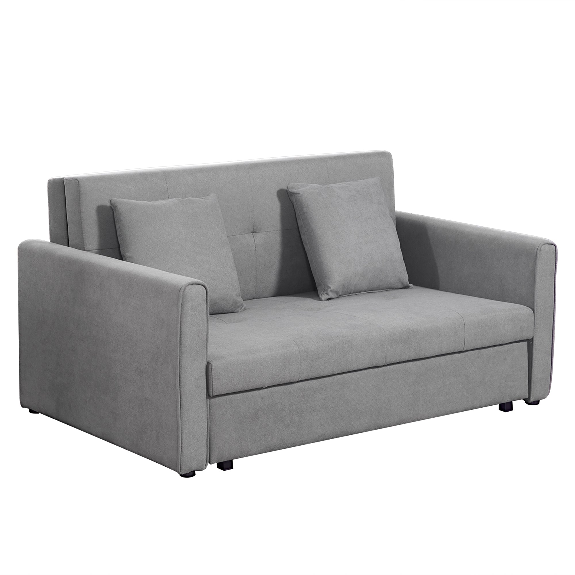 Sofá Cama Duplo Estofado em Algodão 152x101x81cm Cinza