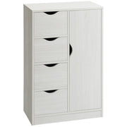 Aparador Auxiliar com 4 Gavetas e Armário - 54x29x83cm - Branco