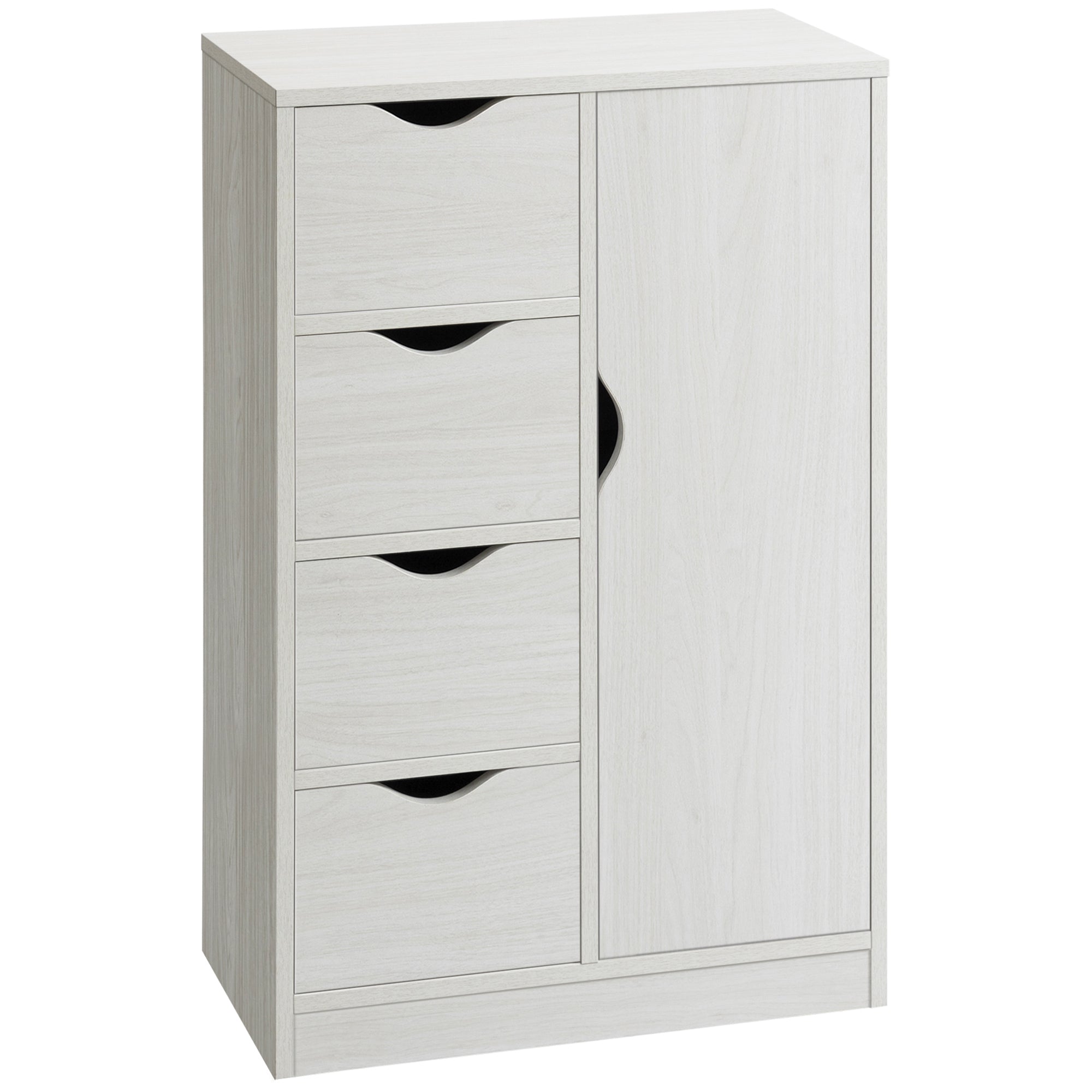 Aparador Auxiliar com 4 Gavetas e Armário - 54x29x83cm - Branco