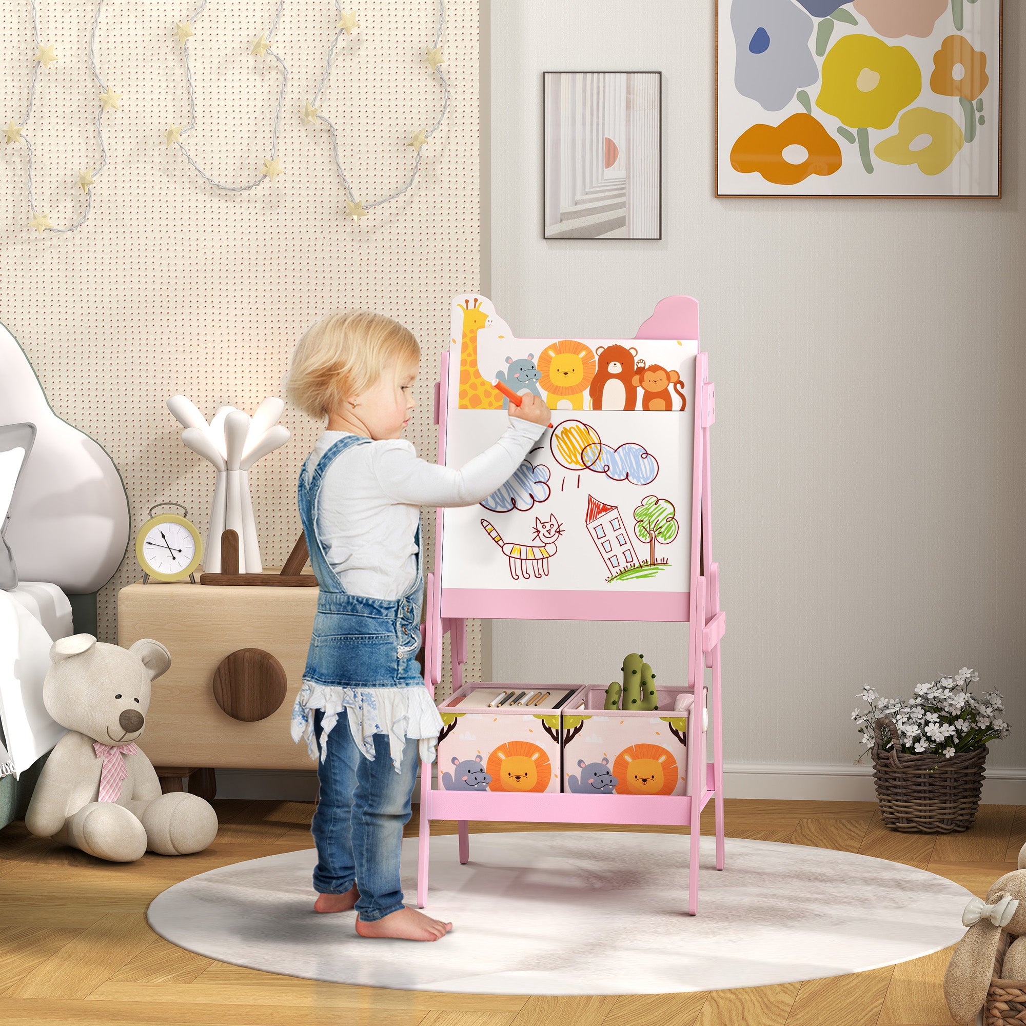 Cavalete Infantil 2 em 1 Rosa 53,5x49x113 cm