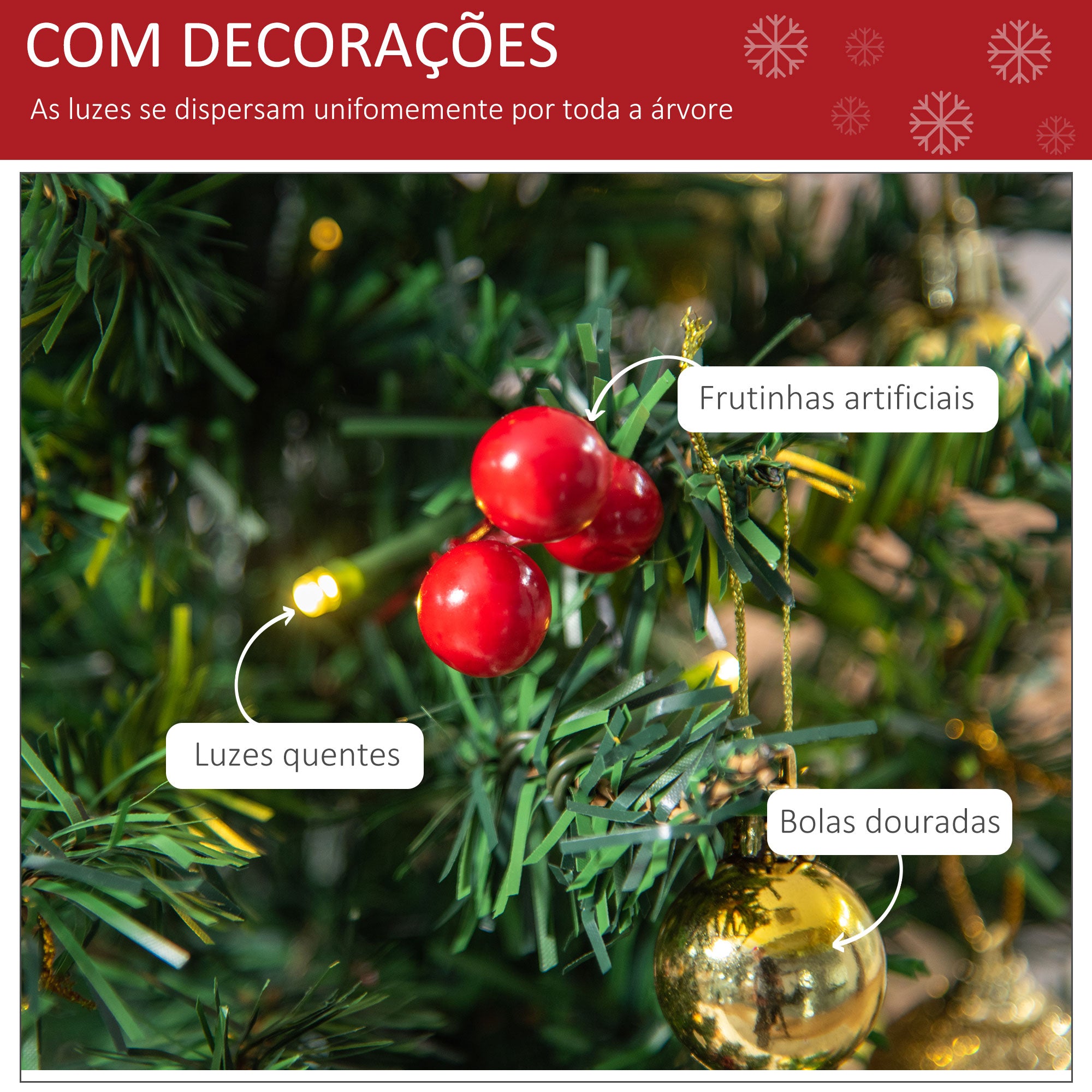Mini Árvore de Natal 60cm Verde Ø40x60cm com Luzes LED e Decorações