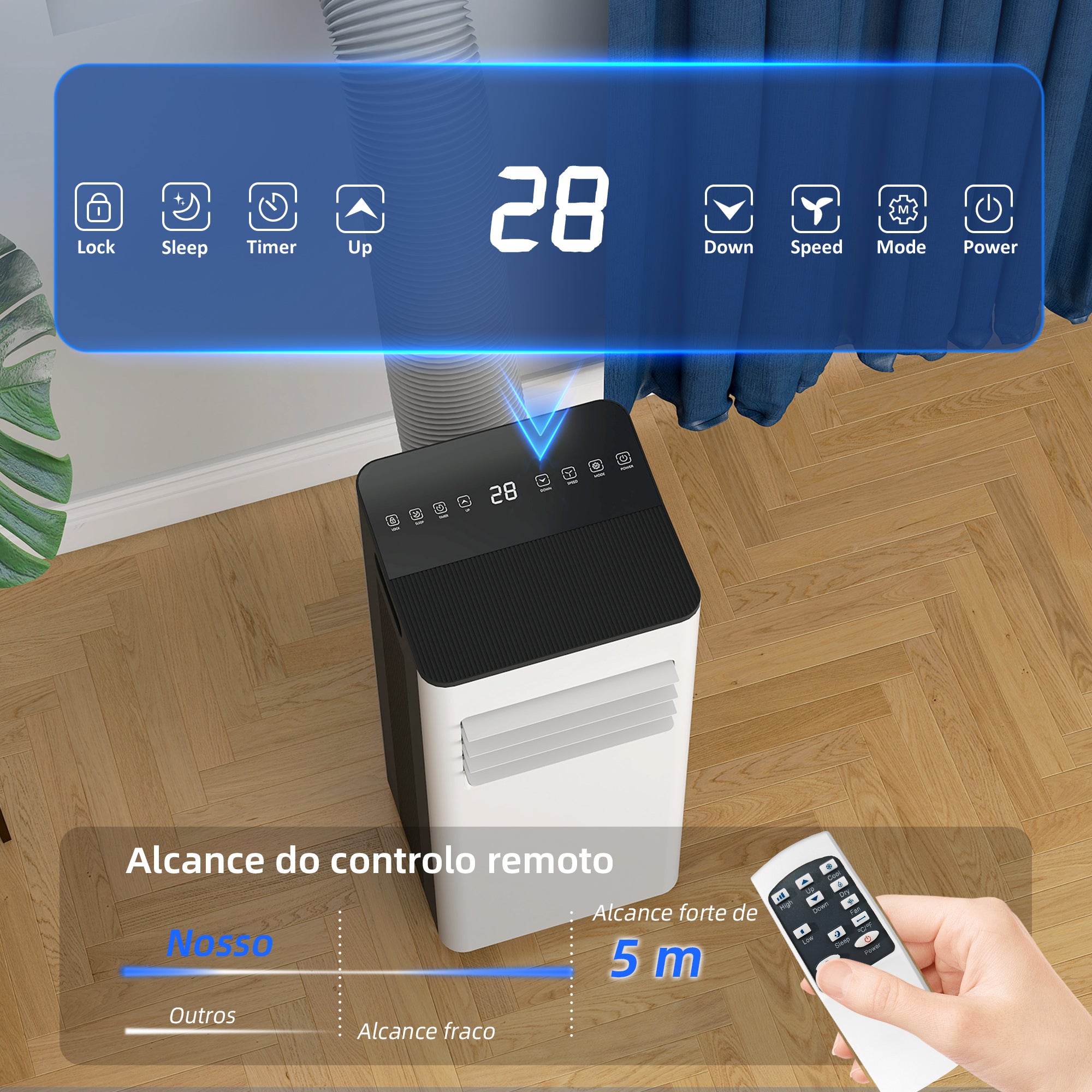 Ar Condicionado Portátil 3 em 1 9000 BTU Branco 30x29x70,7 cm