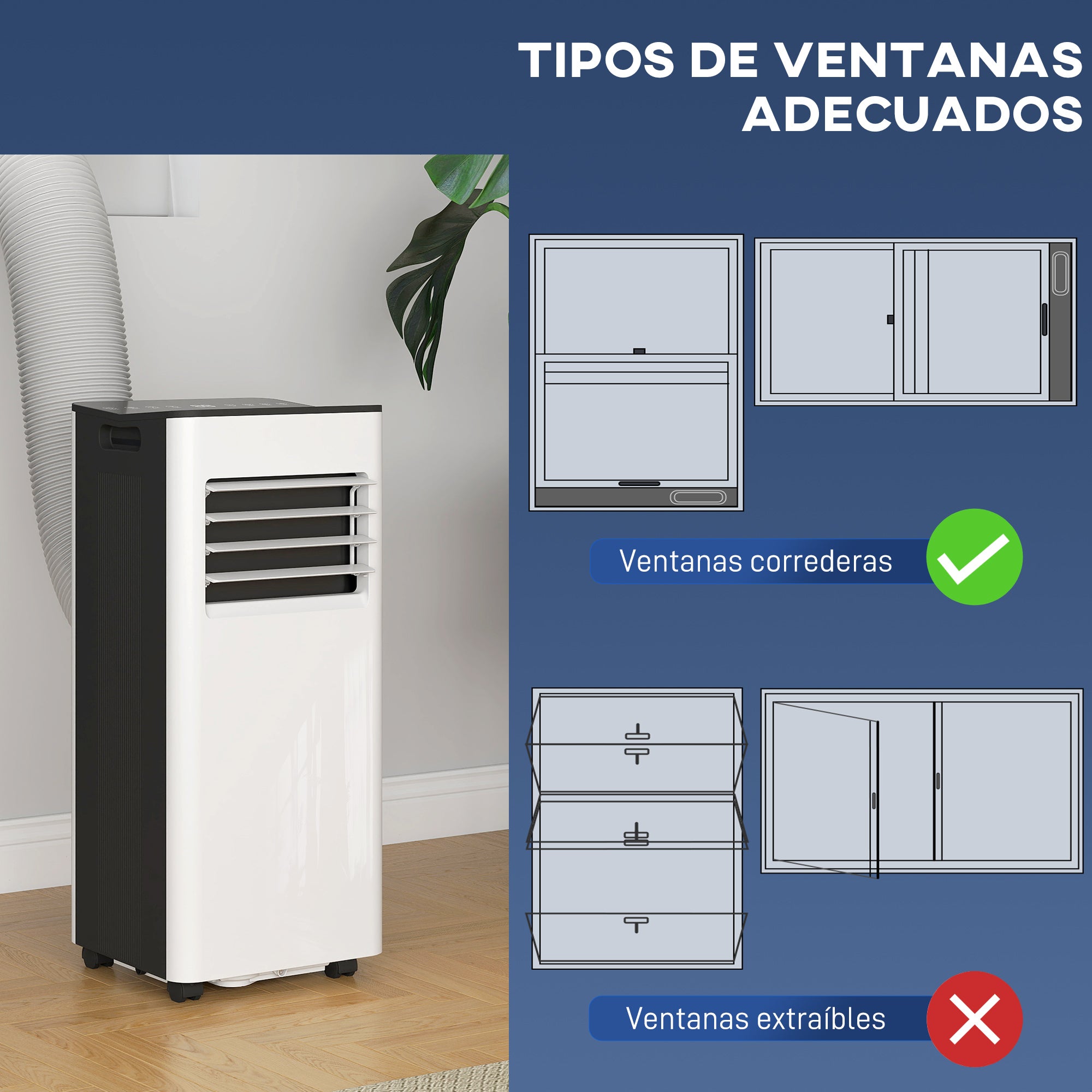 Ar Condicionado Portátil 3 em 1 9000 BTU Branco 30x29x70,7 cm