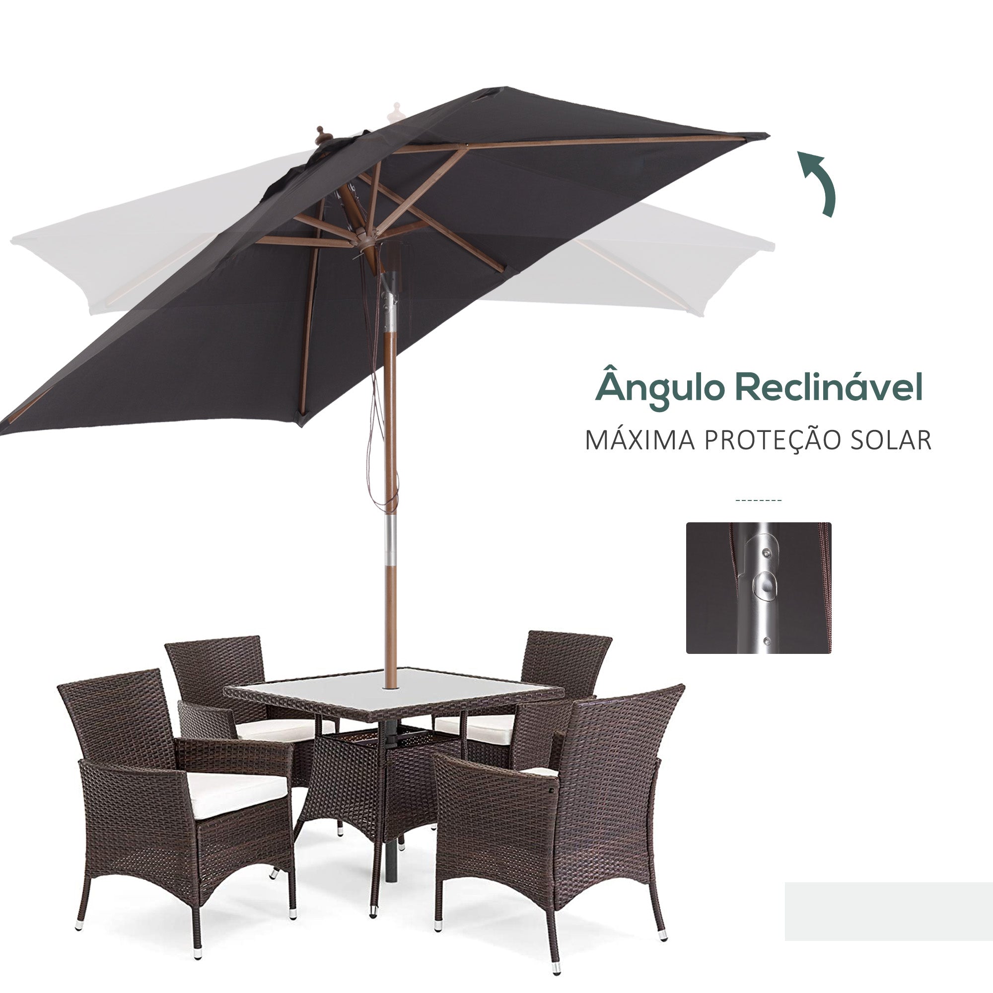 Chapéu de Sol de Jardim 200x150x230 cm Cor Cinza Escuro