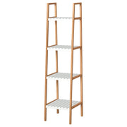 Prateleiras de Banheiro 5 Níveis Bambu Branco e Natural 35x36x138.5cm