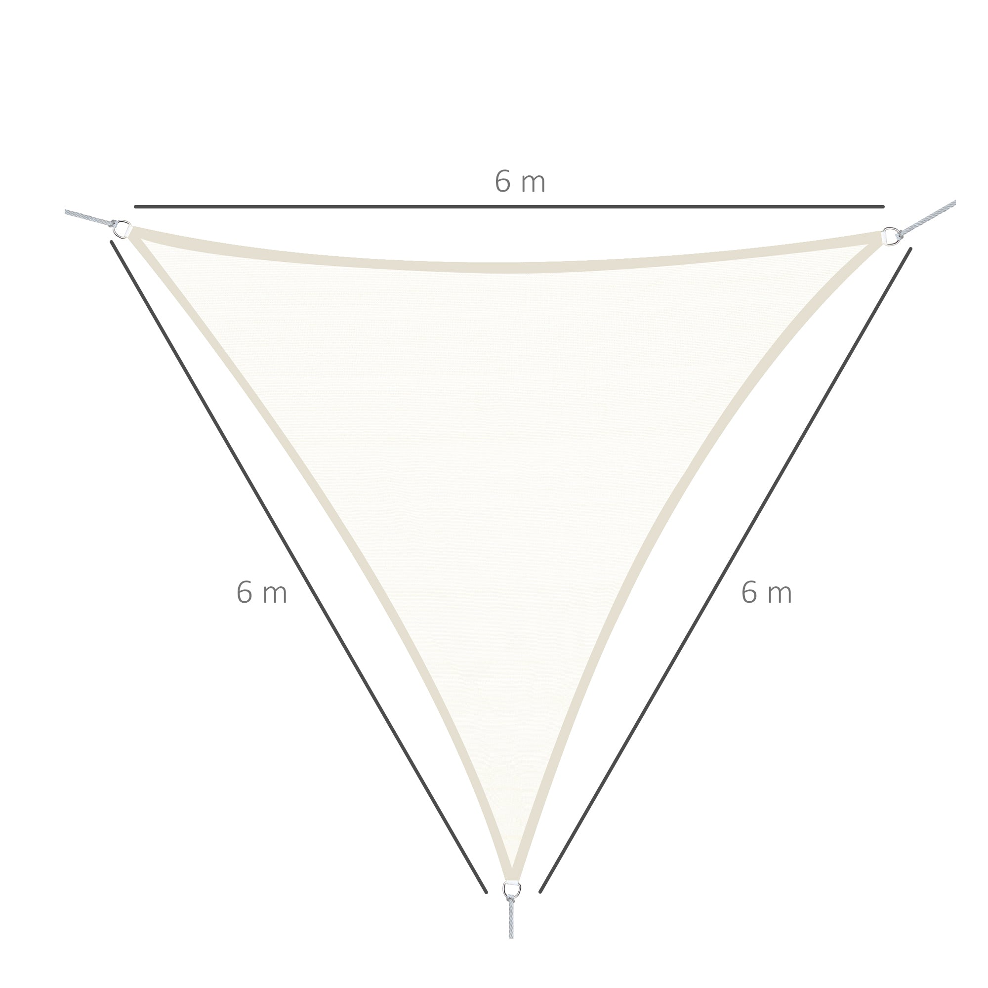 Vela de Sombra Triangular 600x600x600 cm Cor Creme Branco