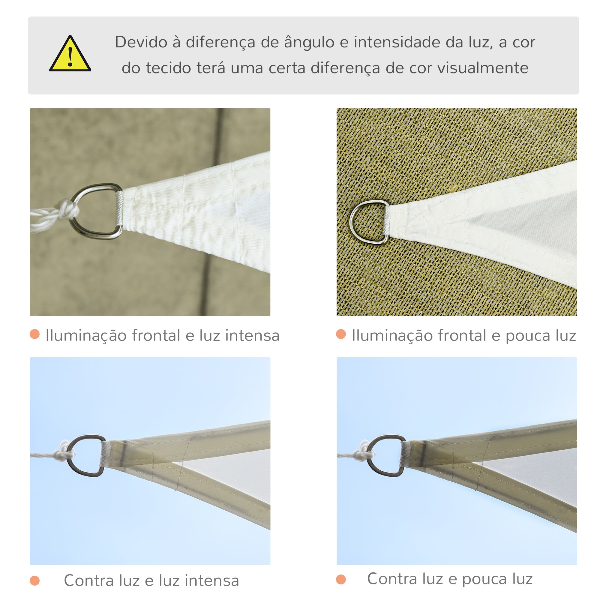 Vela de Sombra Triangular 600x600x600 cm Cor Creme Branco