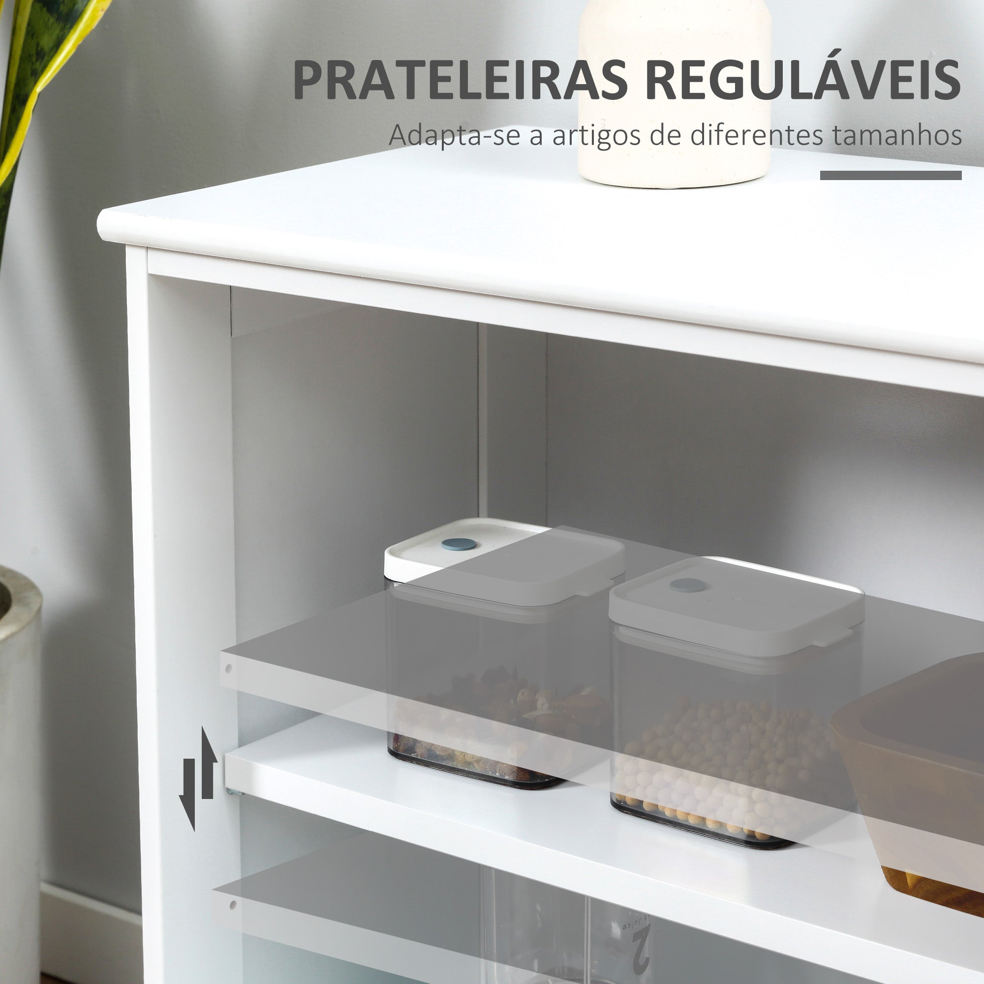 Aparador de Cozinha Moderno 107x33x62,5 cm Branco