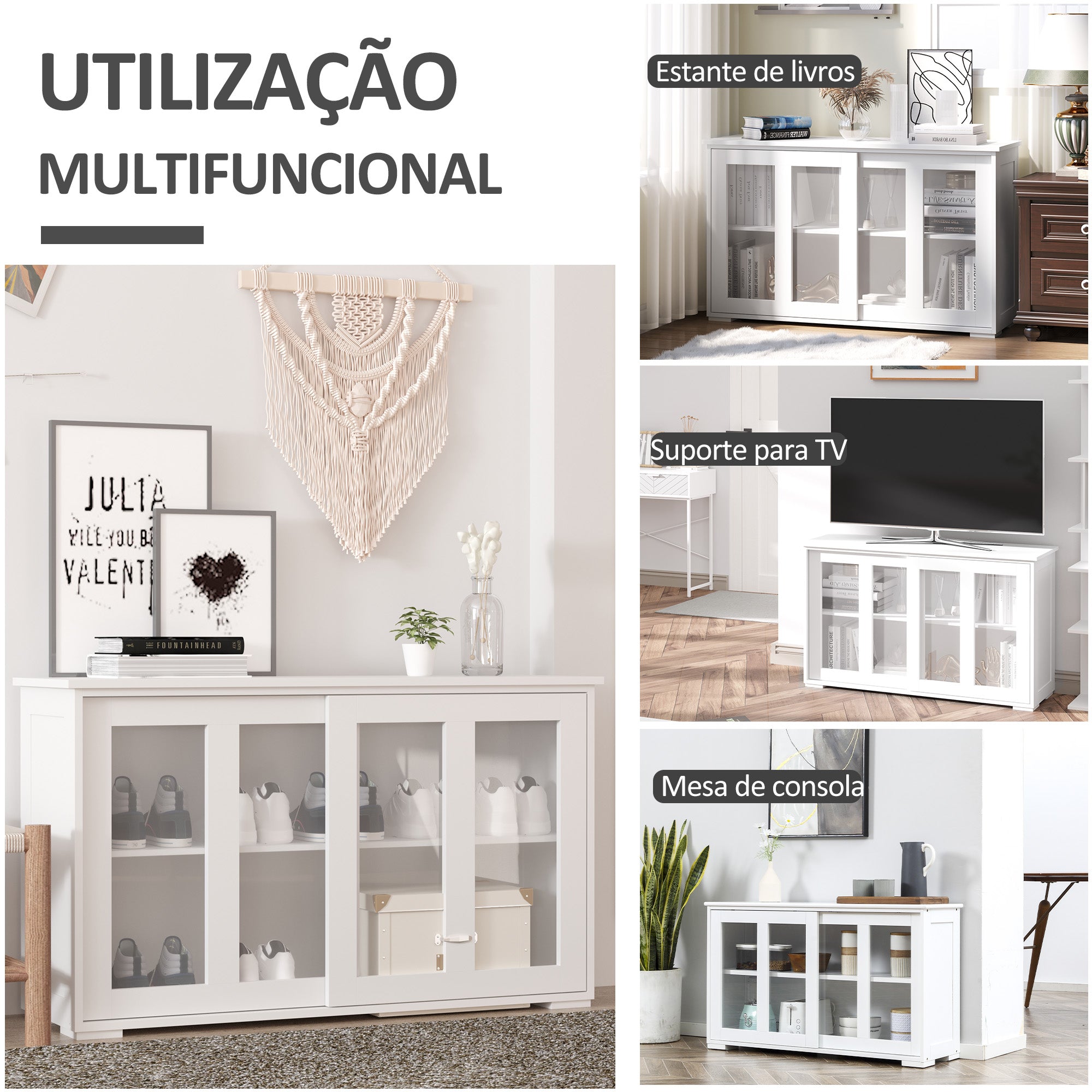 Aparador de Cozinha Moderno 107x33x62,5 cm Branco