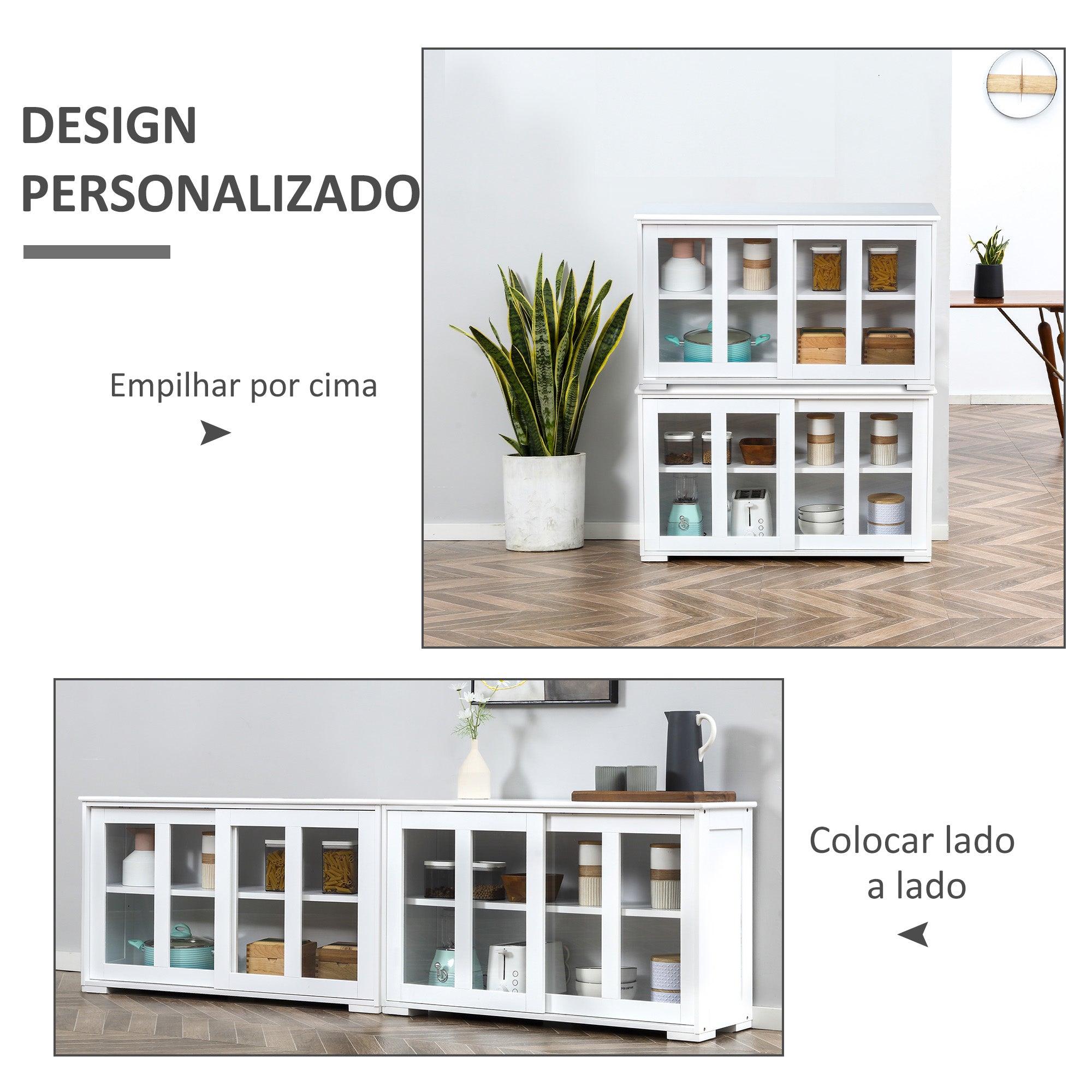 Aparador de Cozinha Moderno 107x33x62,5 cm Branco