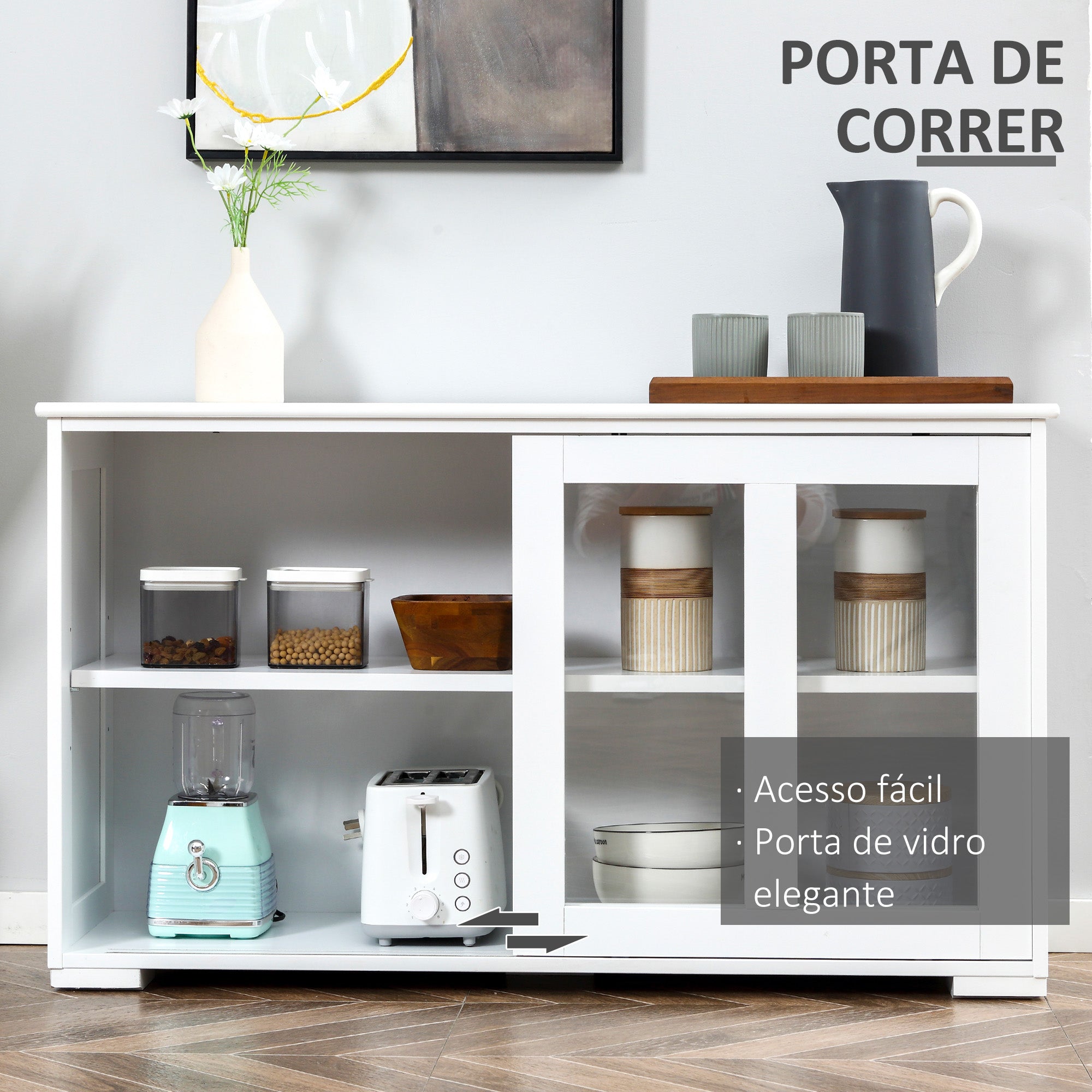Aparador de Cozinha Moderno 107x33x62,5 cm Branco