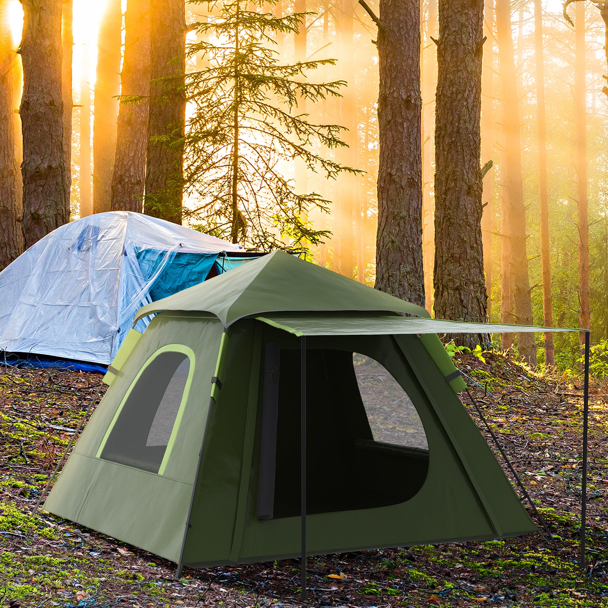 Tenda de Campismo – 210x210x150 cm – Verde – Poliéster