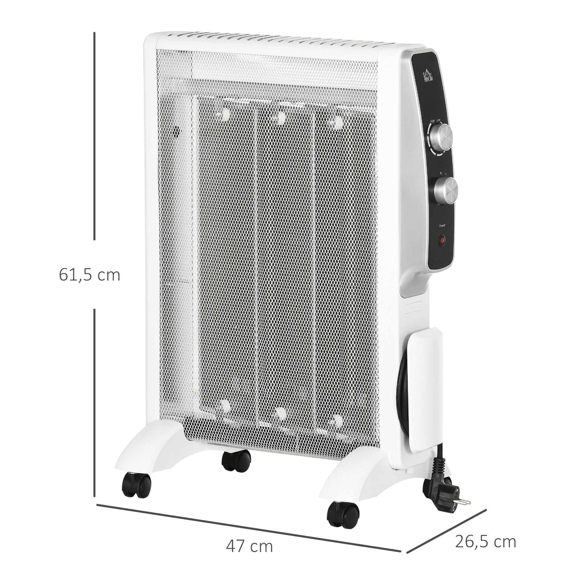 Aquecedor Elétrico 750W/1500W Branco - 47x26.5x61.5 cm