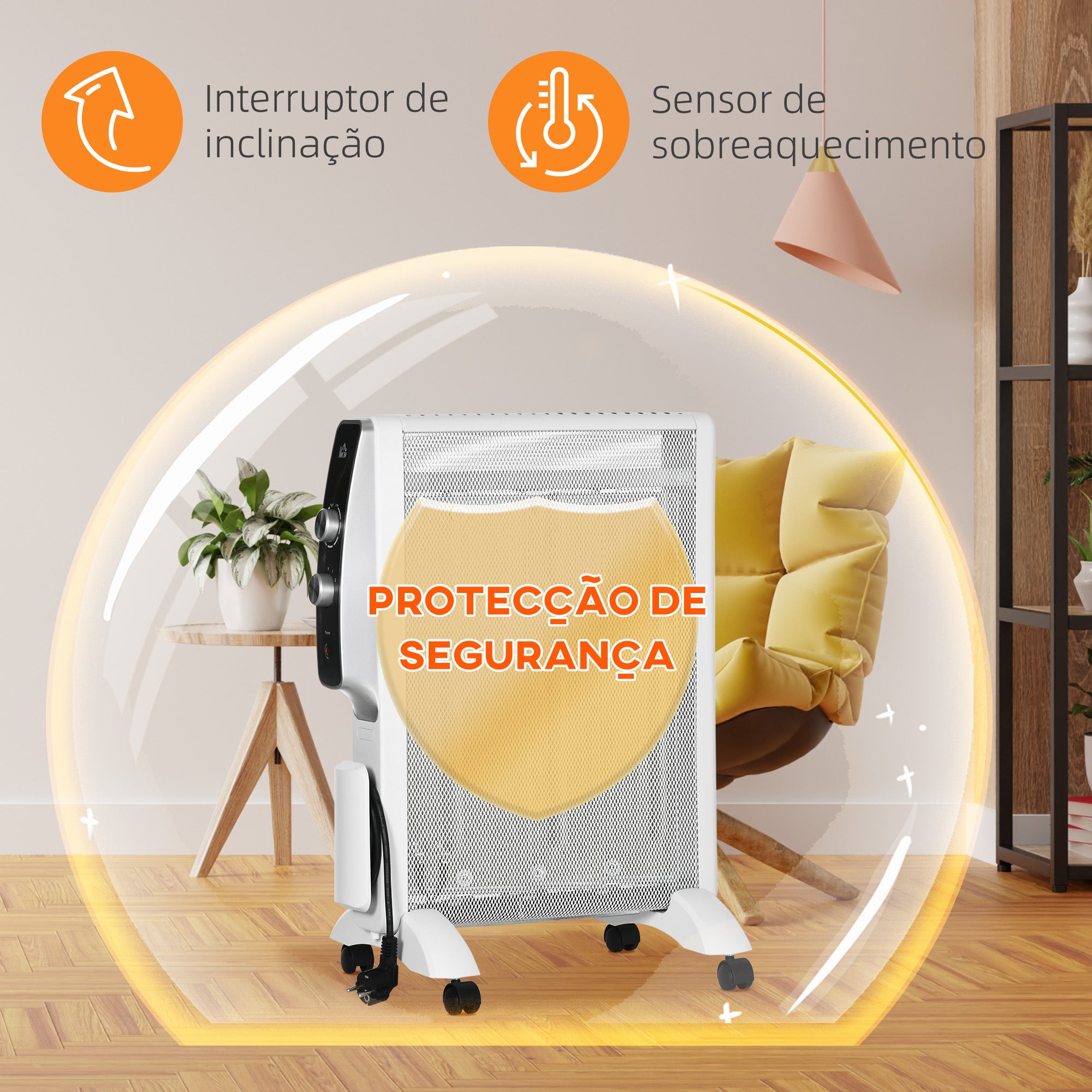 Aquecedor Elétrico 750W/1500W Branco - 47x26.5x61.5 cm