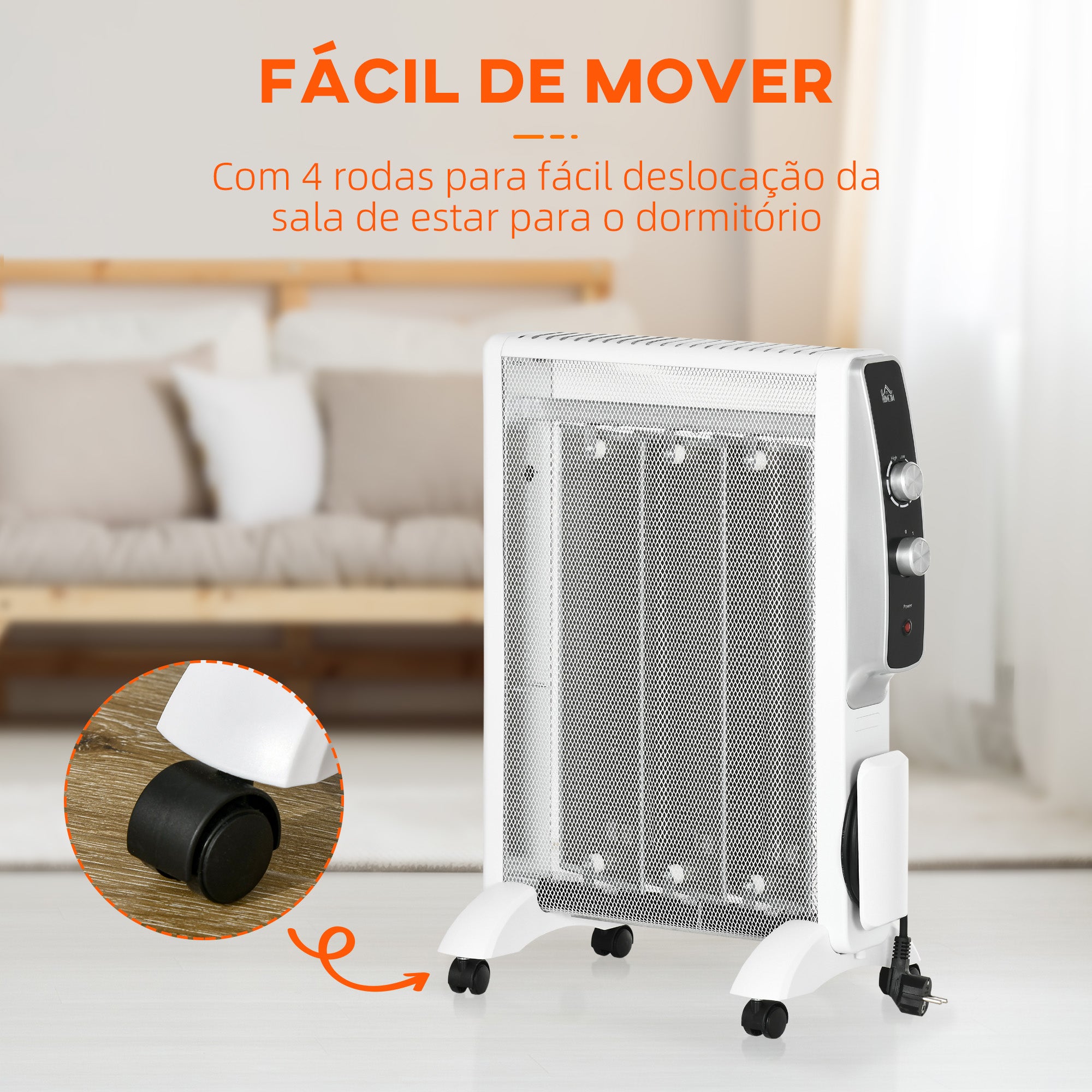 Aquecedor Elétrico 750W/1500W Branco - 47x26.5x61.5 cm