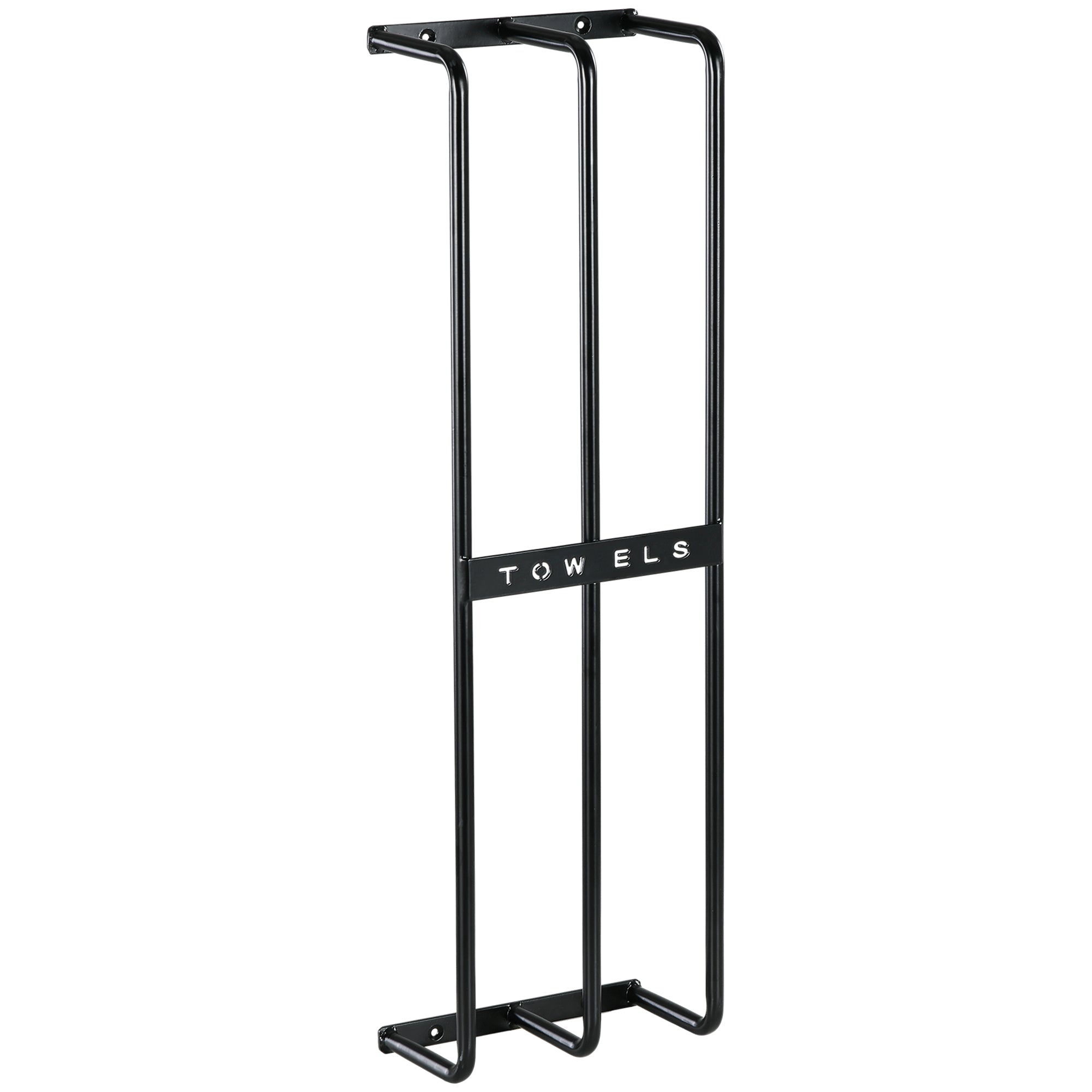 Toalheiro de Casa de Banho Preto 21x12x74 cm - Suporte de Parede com 3 Barras