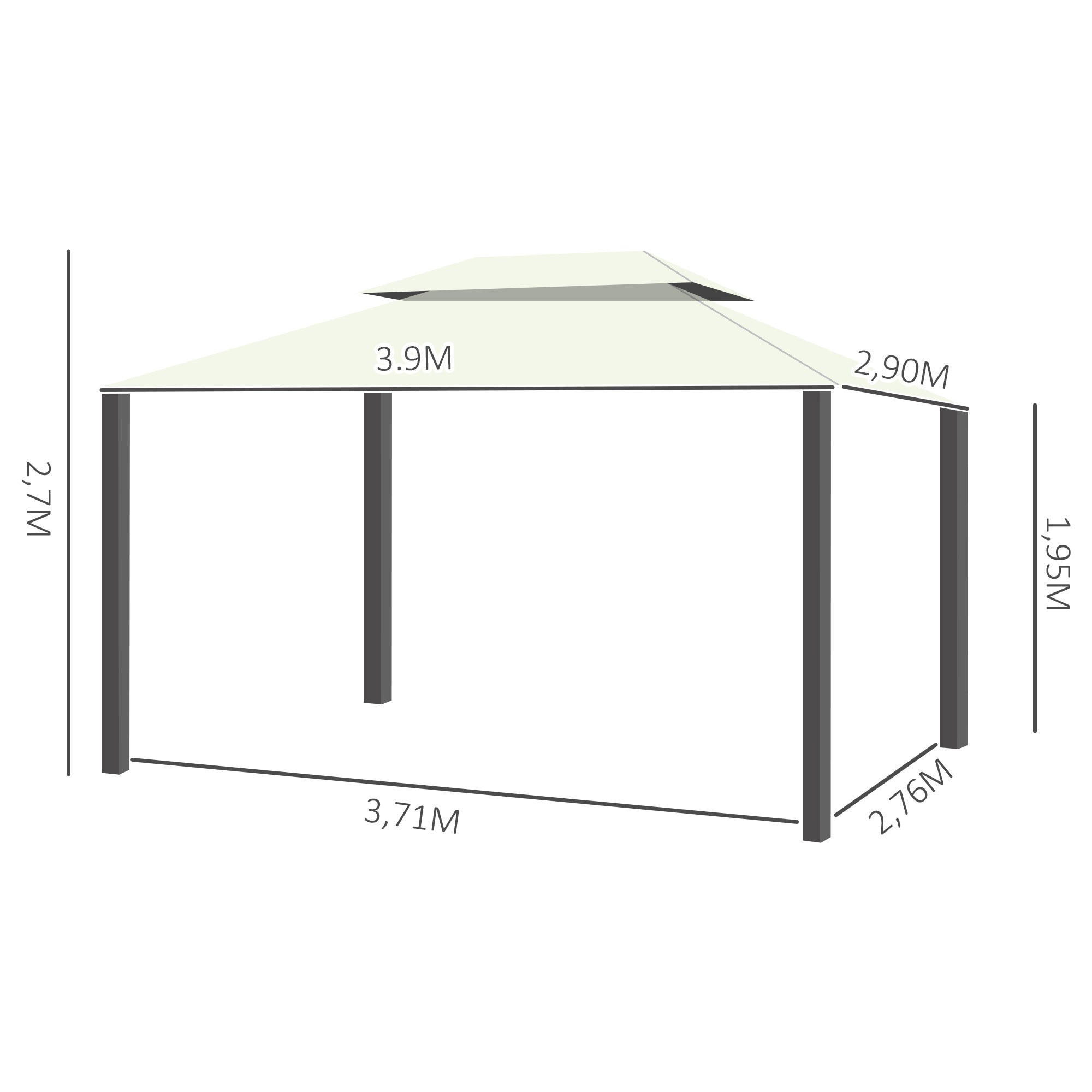 Pérgola de Jardim 390x290x270 cm Creme e Marrom