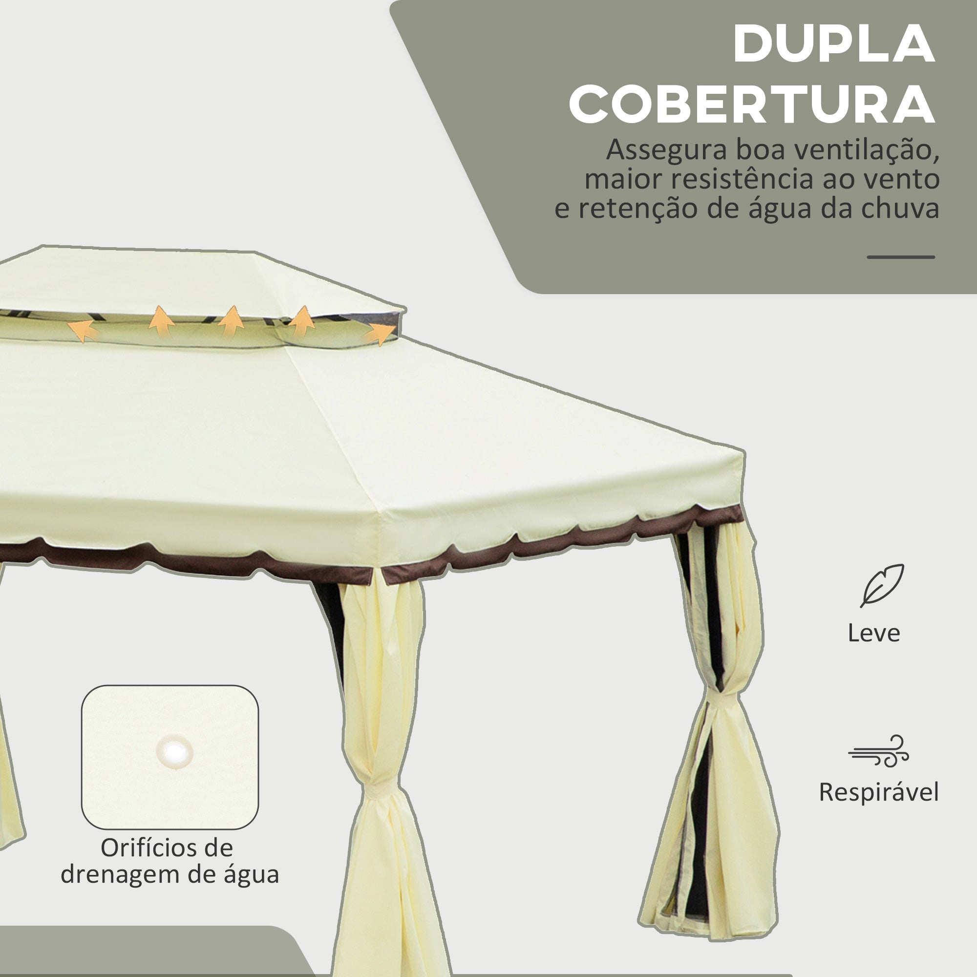 Pérgola de Jardim 390x290x270 cm Creme e Marrom