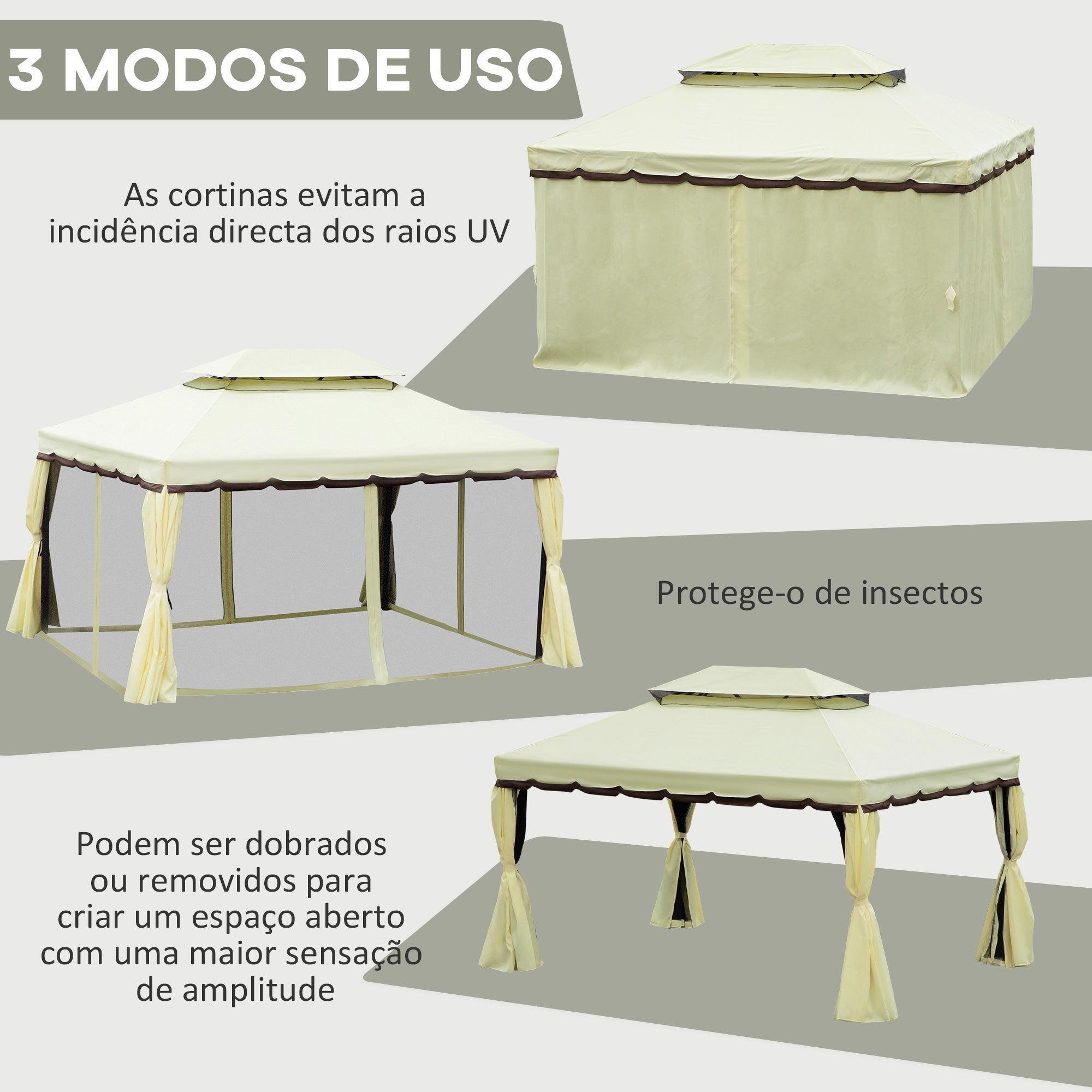 Pérgola de Jardim 390x290x270 cm Creme e Marrom