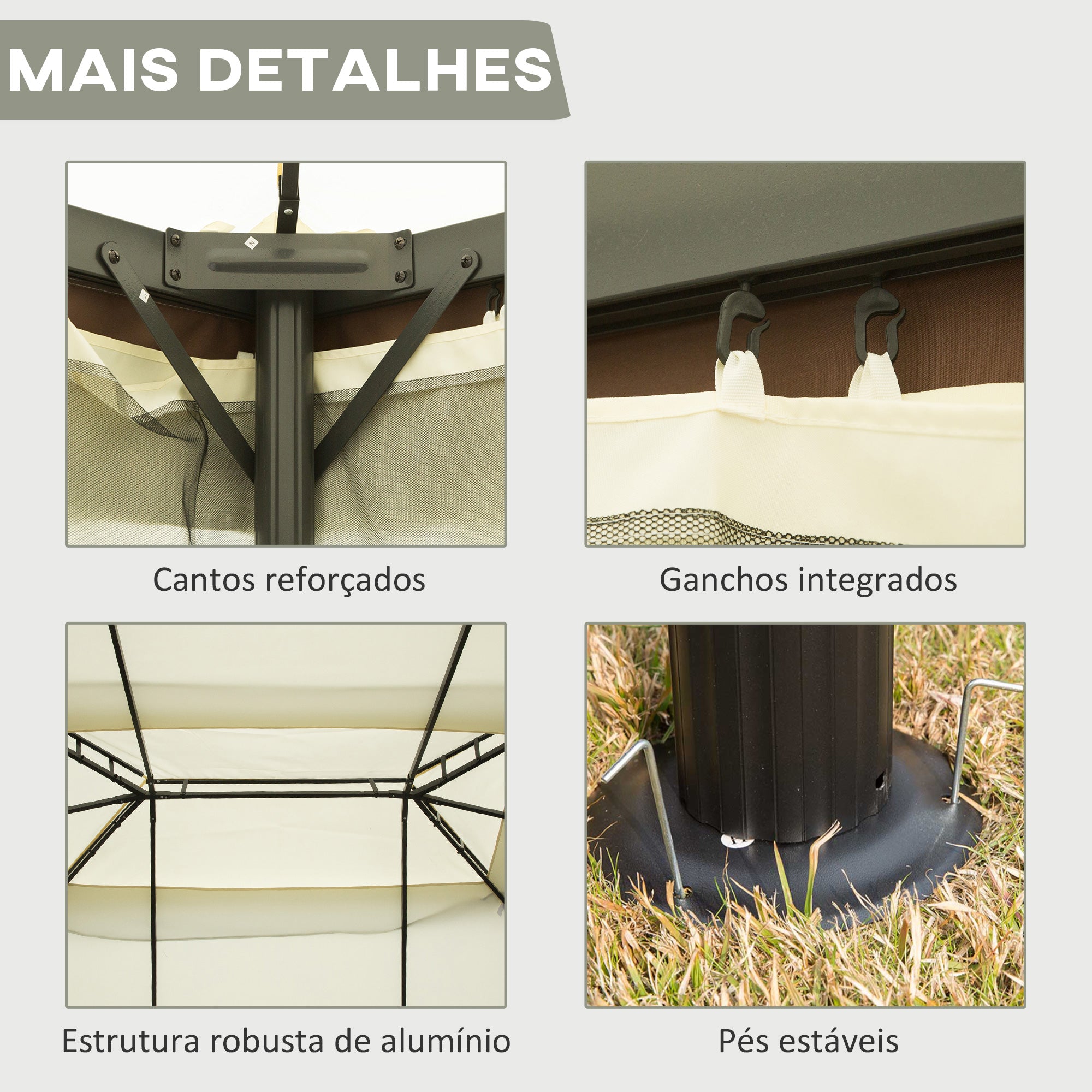 Pérgola de Jardim 390x290x270 cm Creme e Marrom
