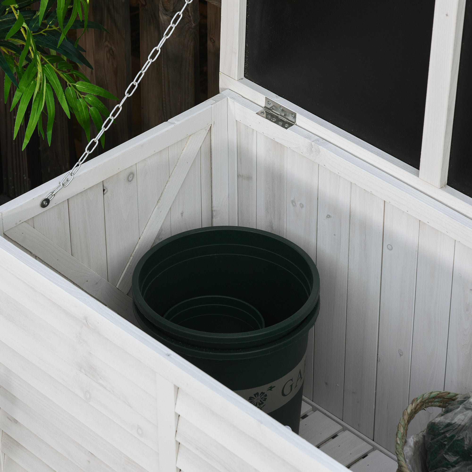 Baú de Madeira para Jardim 127x56x60 cm - Cor Branco