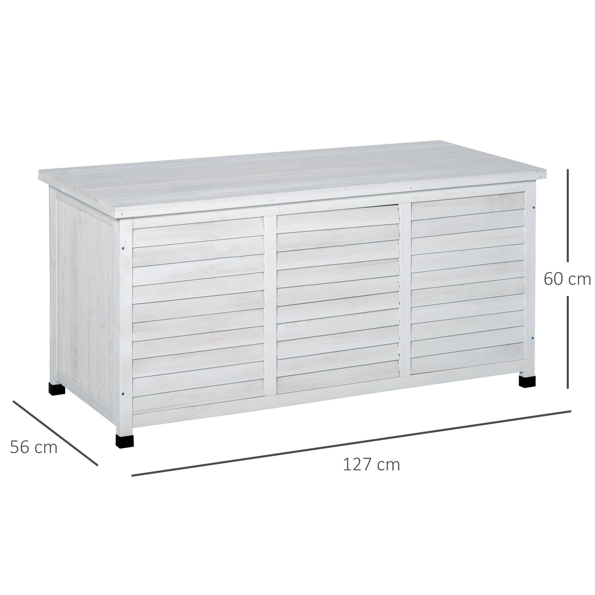 Baú de Madeira para Jardim 127x56x60 cm - Cor Branco