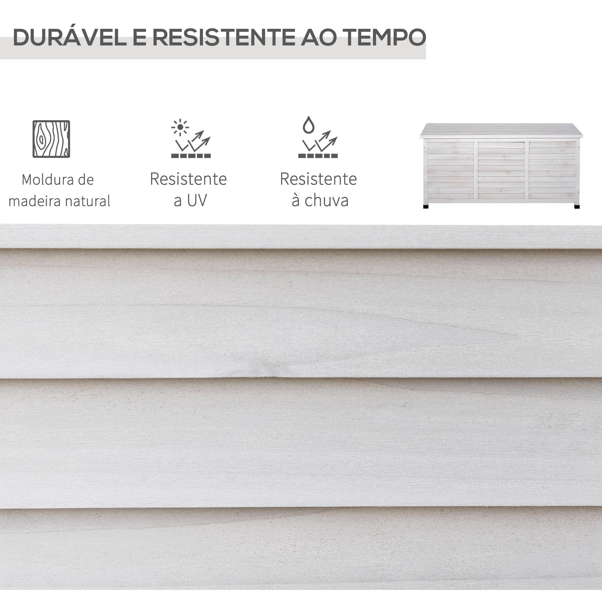 Baú de Madeira para Jardim 127x56x60 cm - Cor Branco