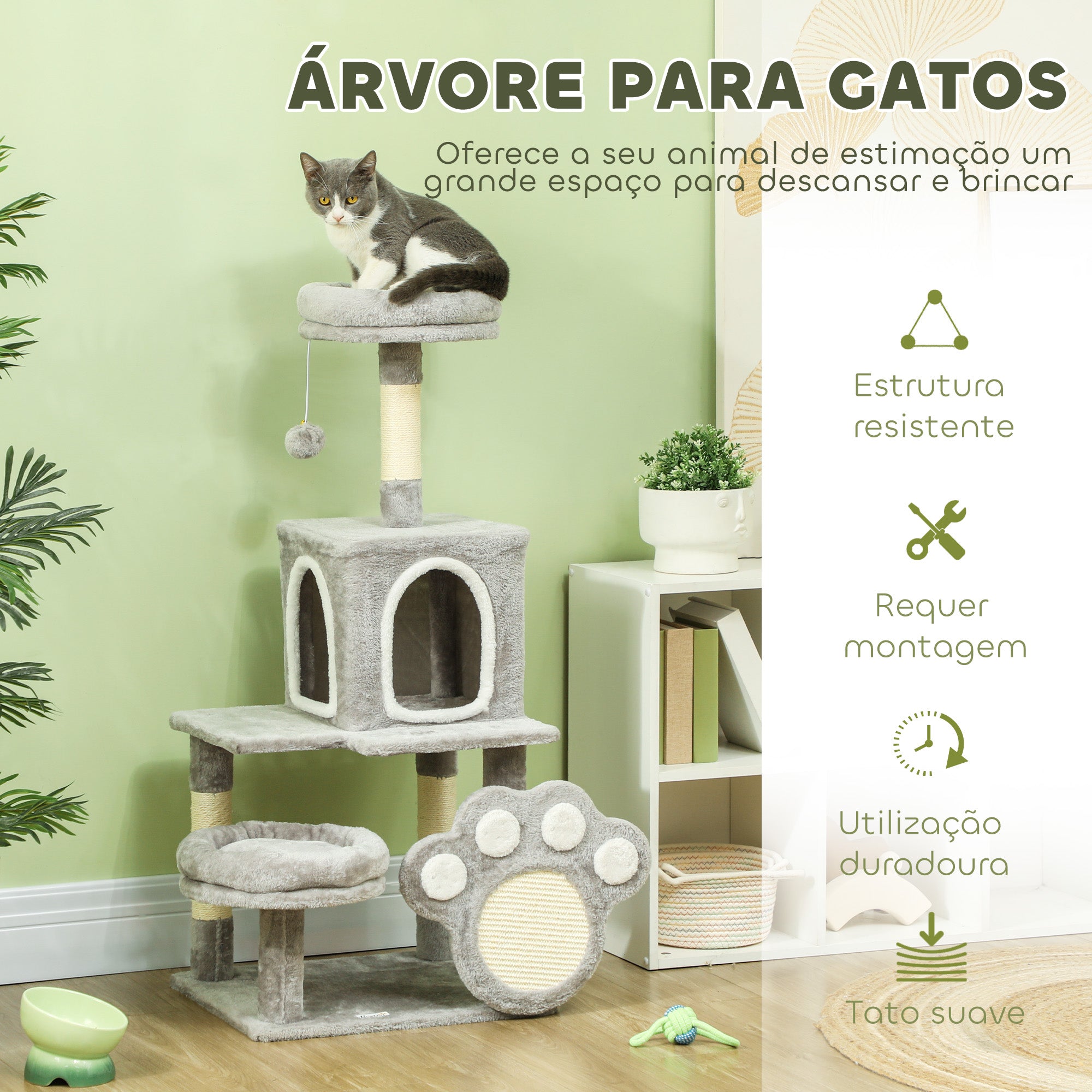 Arranhador para Gatos 110 cm Cinzento