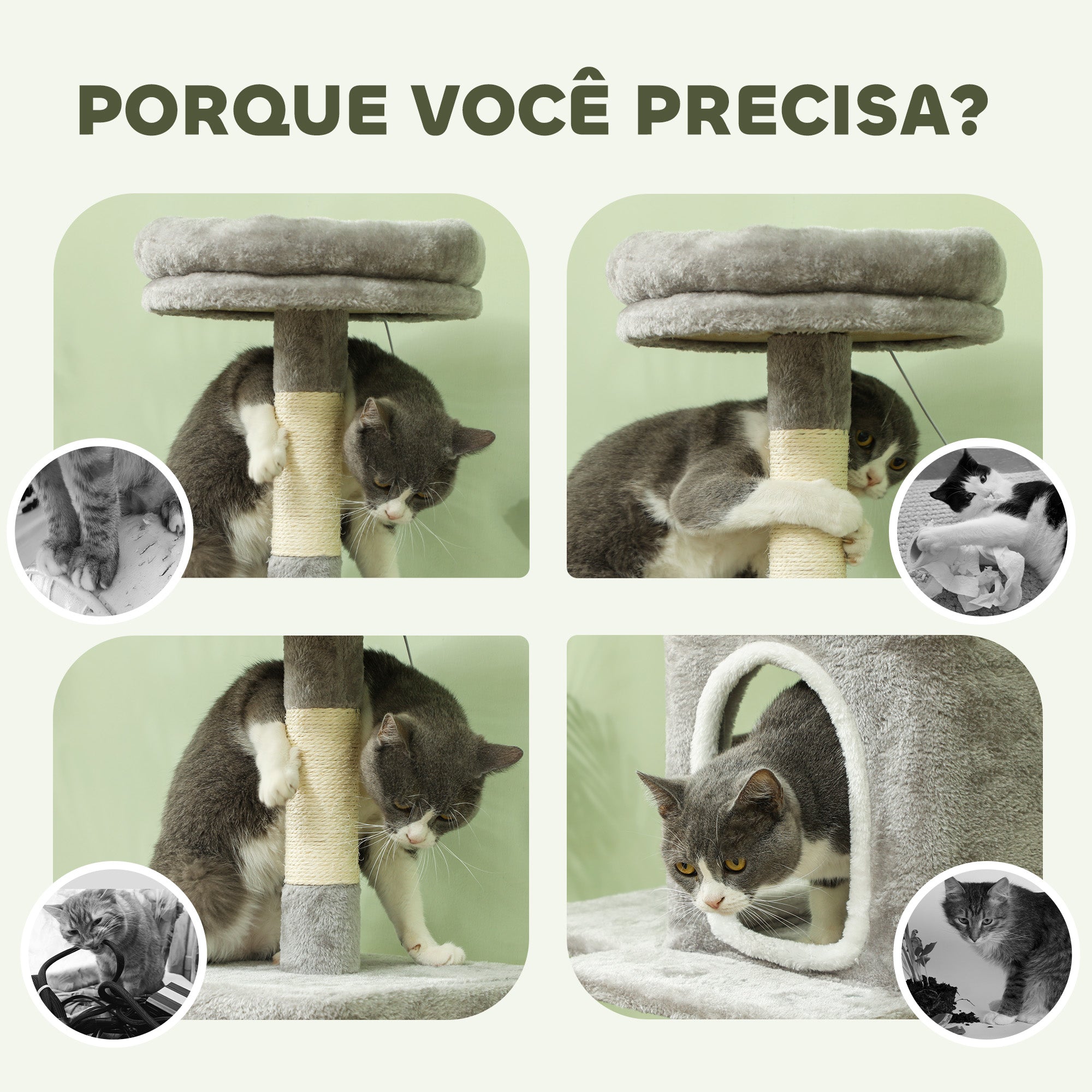 Arranhador para Gatos 110 cm Cinzento
