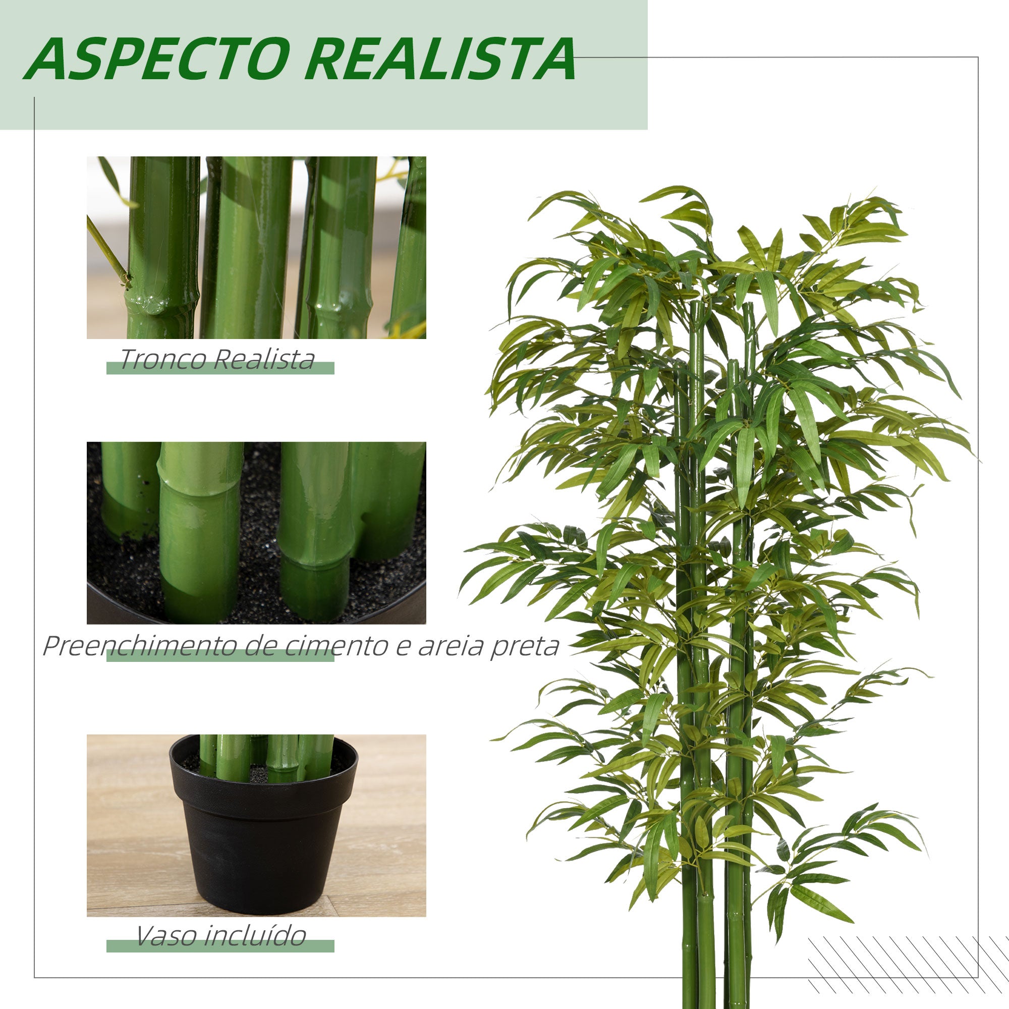 Planta Artificial Bambu em Vaso – 180cm – Verde – Plástico PE