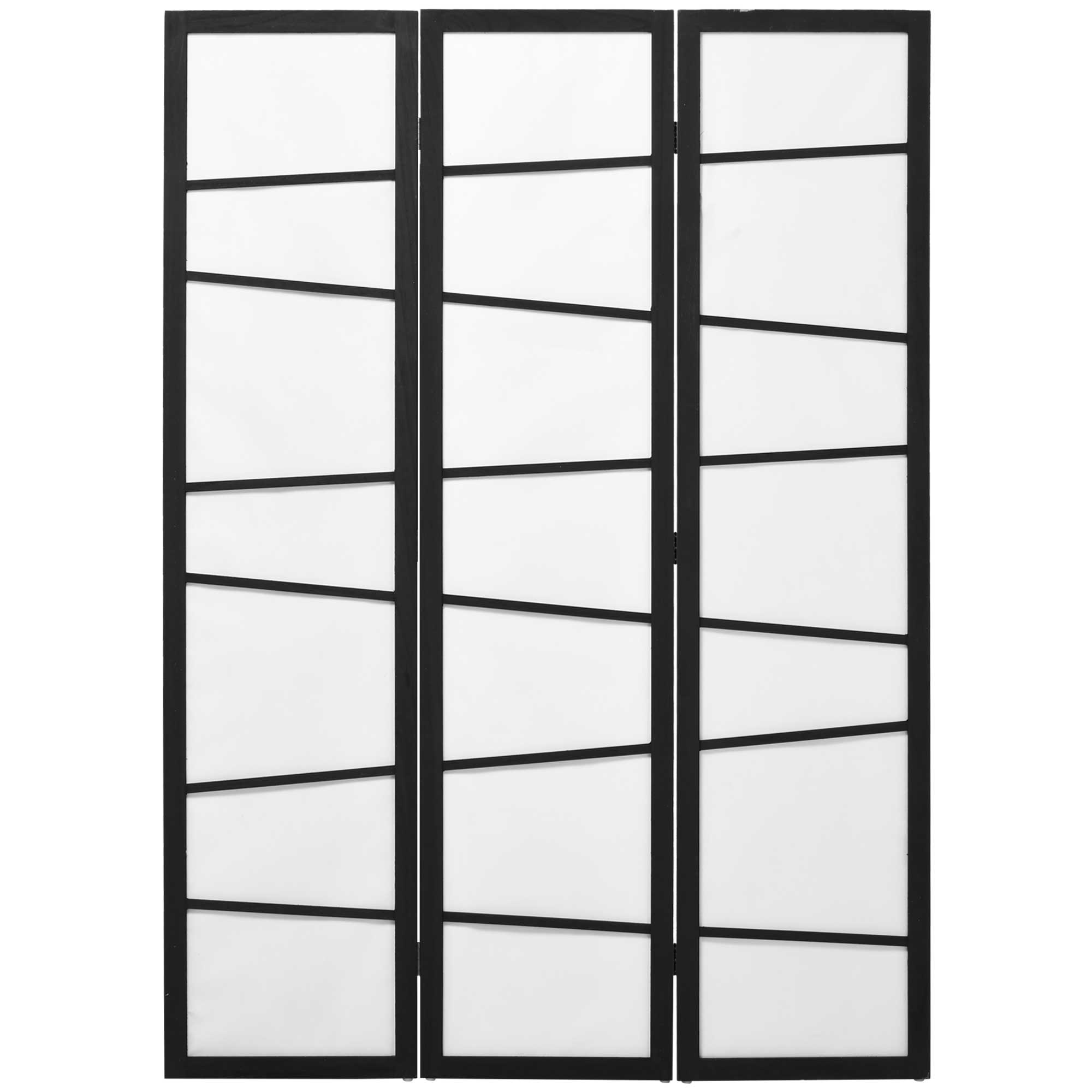 Biombo de 3 Painéis Separador de Ambientes 120x170 cm Preto e Branco